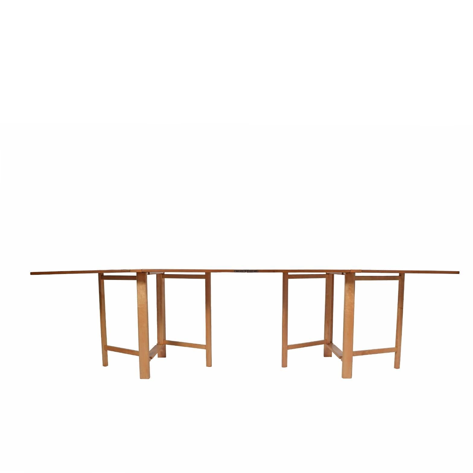 Signed Bruno Mathsson 'Maria' Expandable Dining Table for Karl Mathsson, 1961 In Good Condition In Hudson, NY