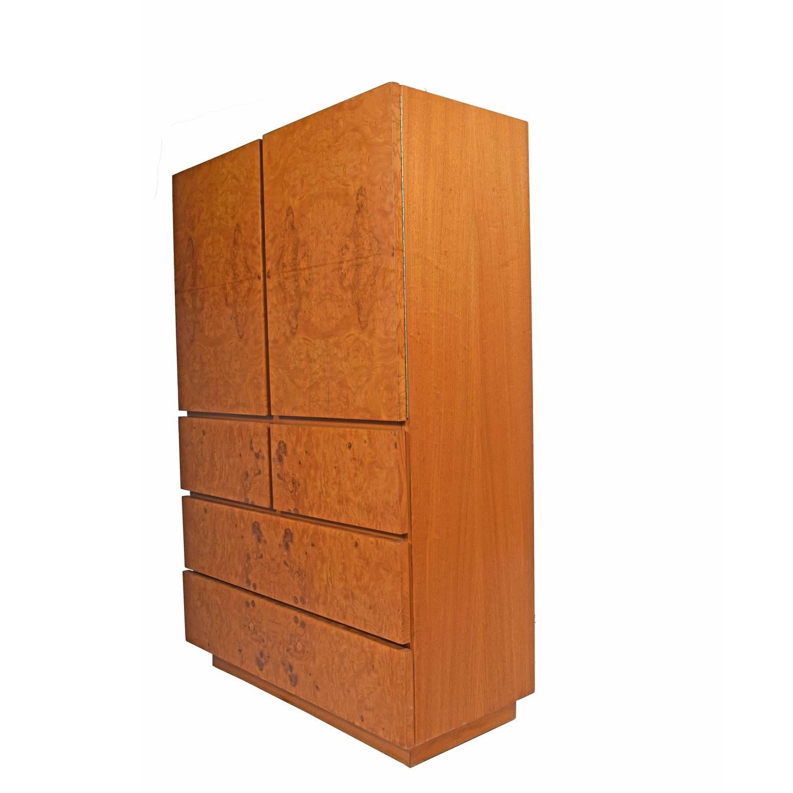 Modern Tall Cabinet with Burl Maple Front by Lane Furniture