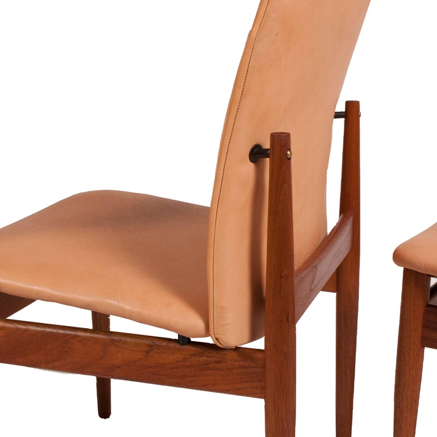 Set of Six Finn Juhl Dining Chairs for France and Son In Excellent Condition In Hudson, NY