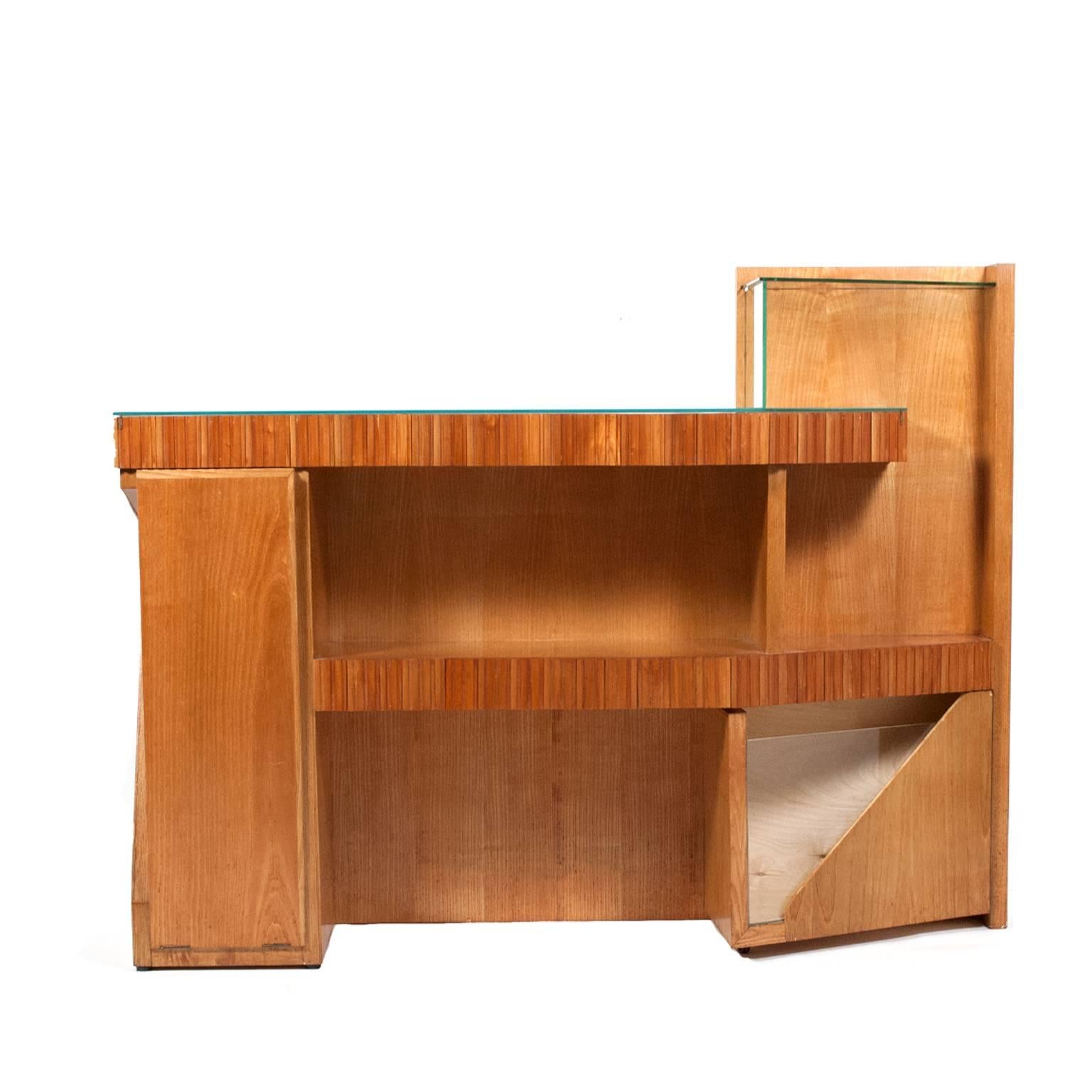 Beautiful design, ashwood, glass, walnut entertainment cabinet with multiple storage capabilities. Made in Italy.