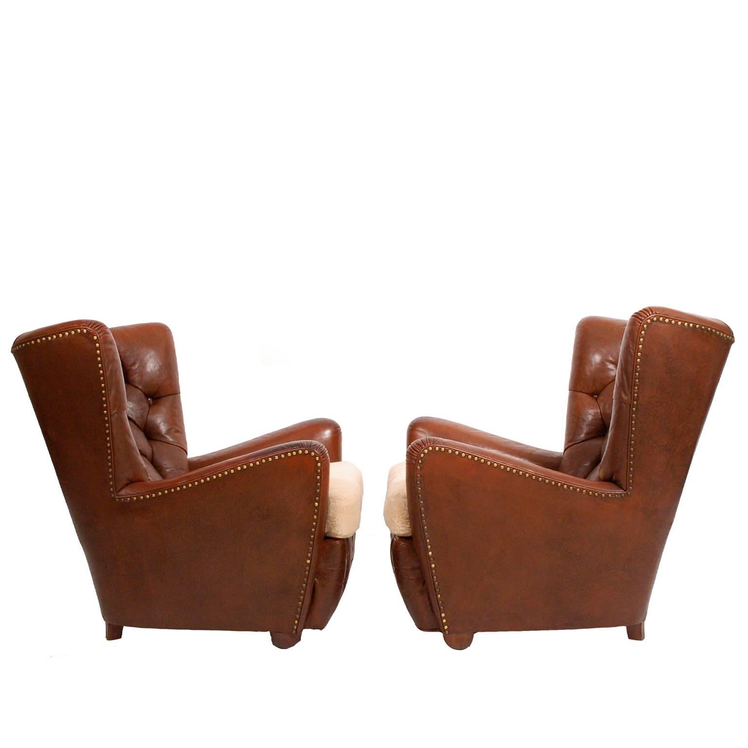 Chesterfield Pair of 1920s Danish Easy Chairs