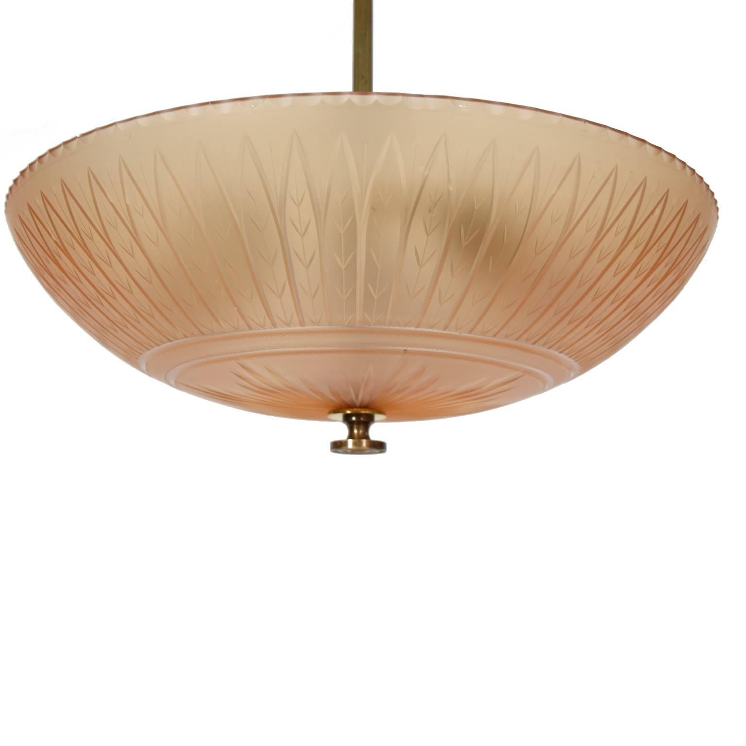 Orrefors Ceiling Lamp by Simon Gate, 1930s In Excellent Condition In Hudson, NY