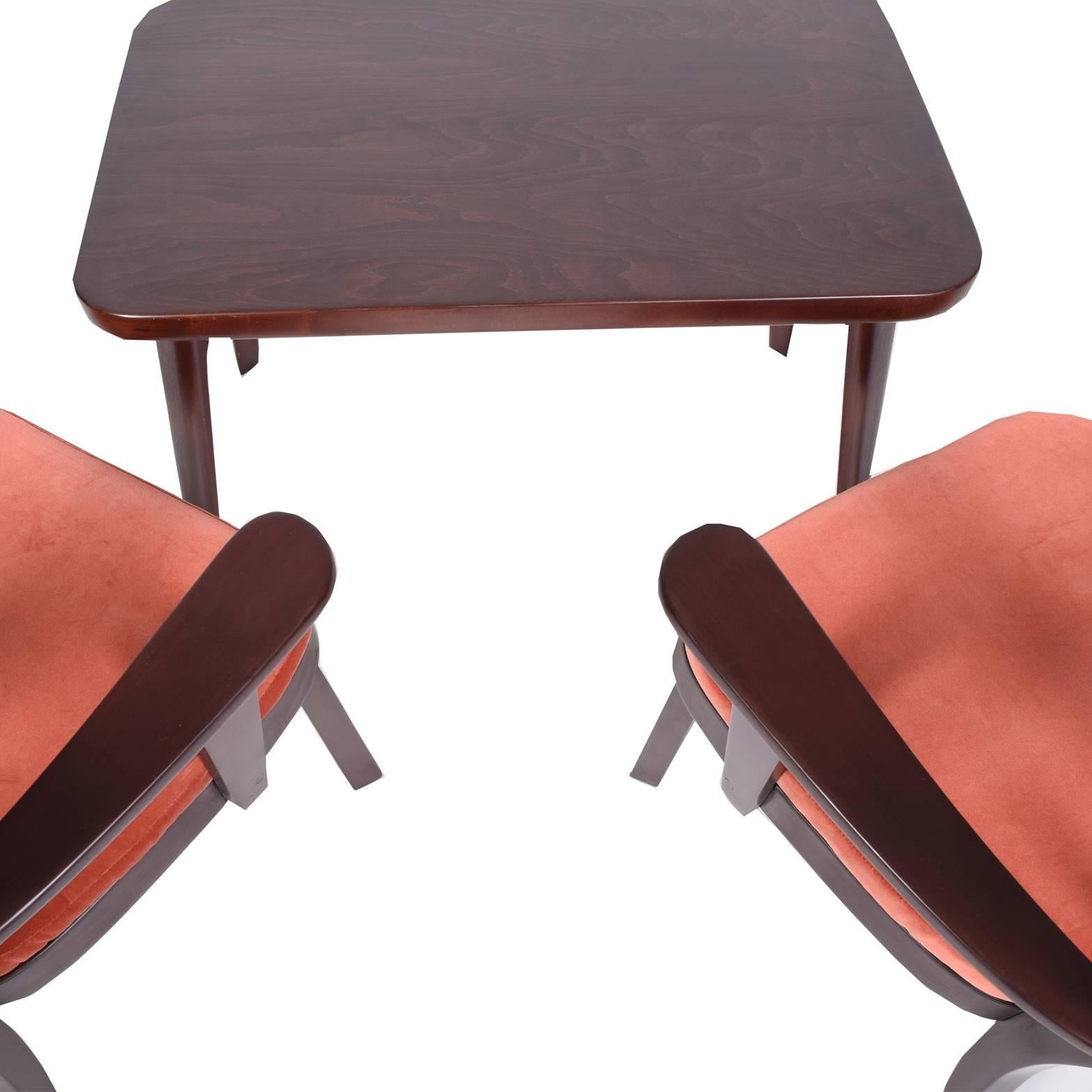 Danish Pair of Canada Series Chairs and Table by Christian Hansen for Fritz Hansen