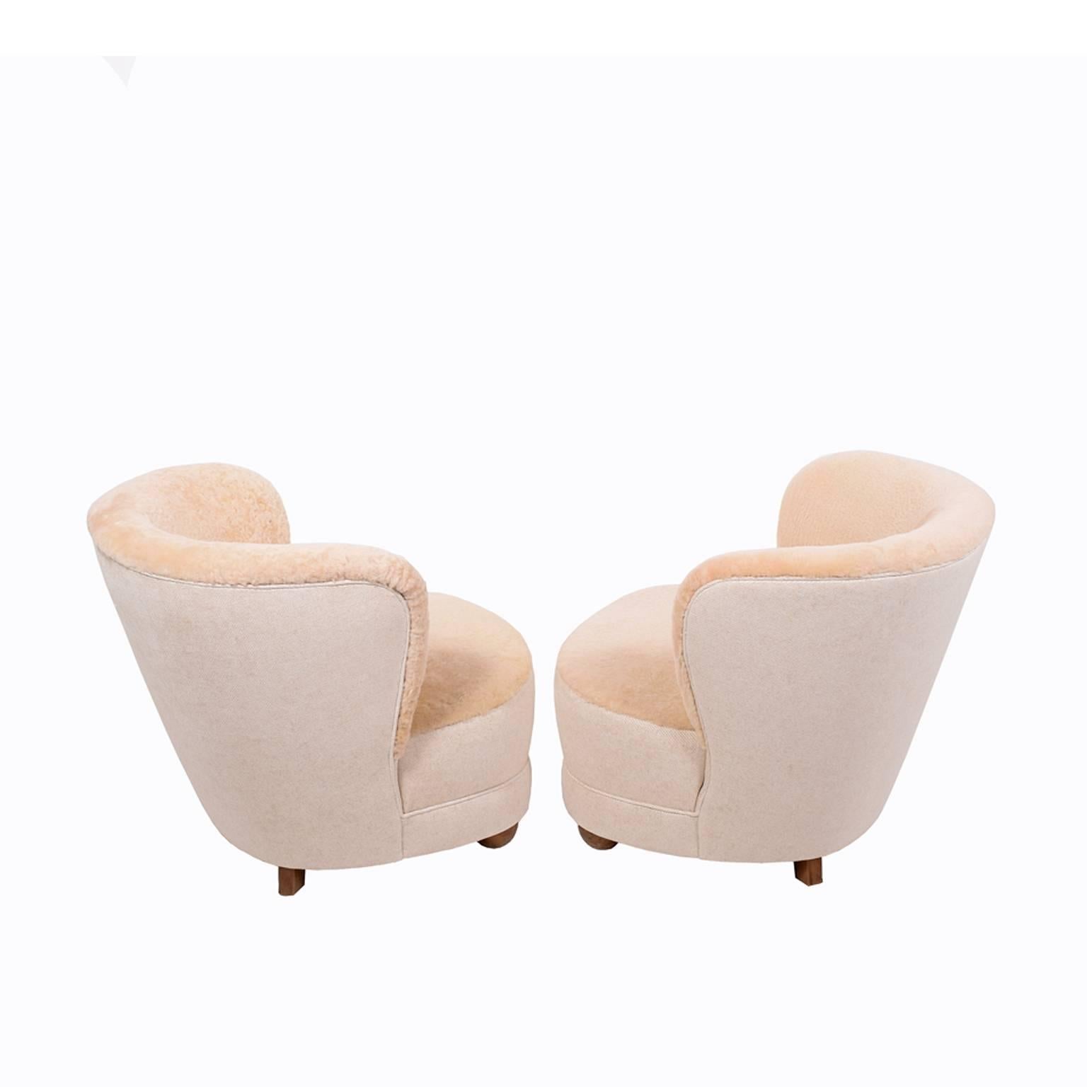 Scandinavian Modern Danish 1940s Free-Form Easy Chairs Attributed to Flemming Lassen