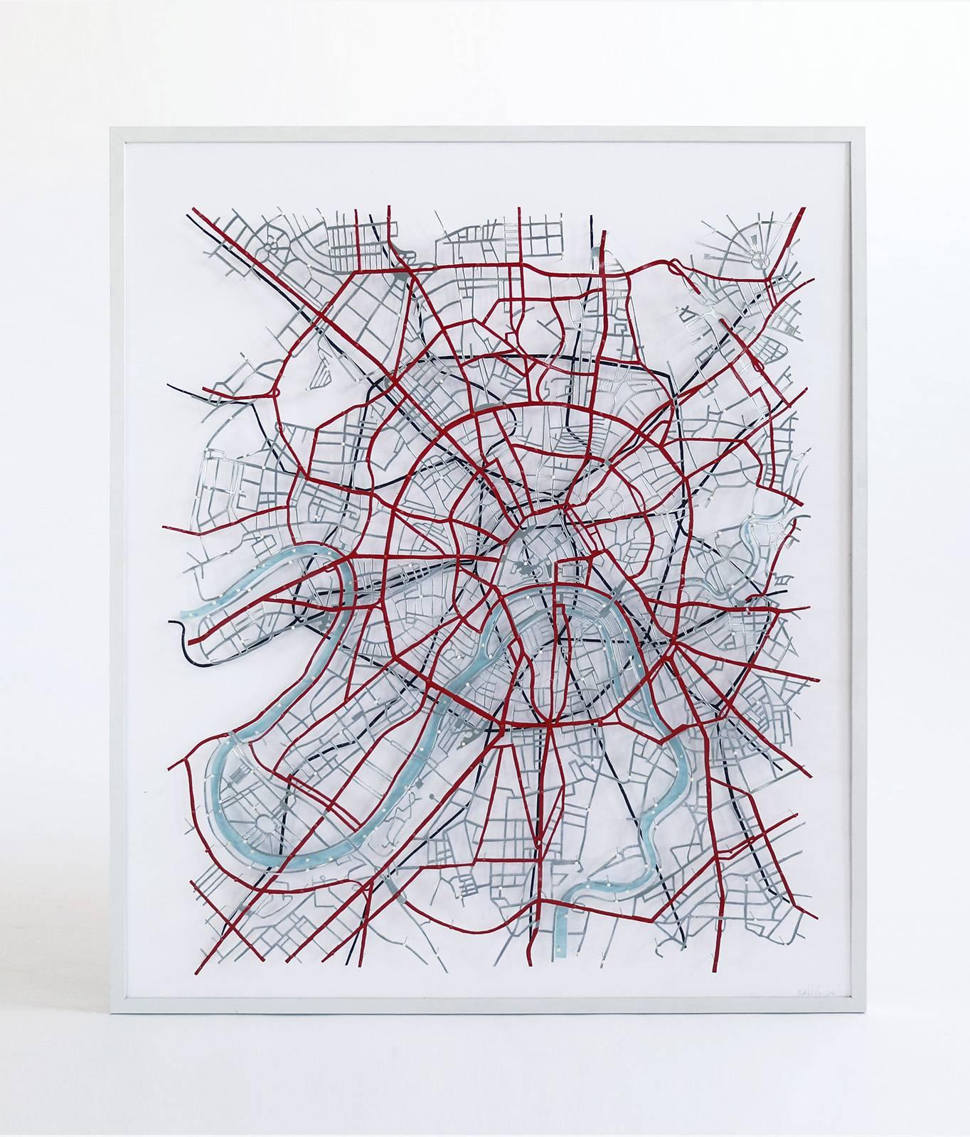 Artwork depicting city map of greater Moscow. Picton considers his work sculptural, 