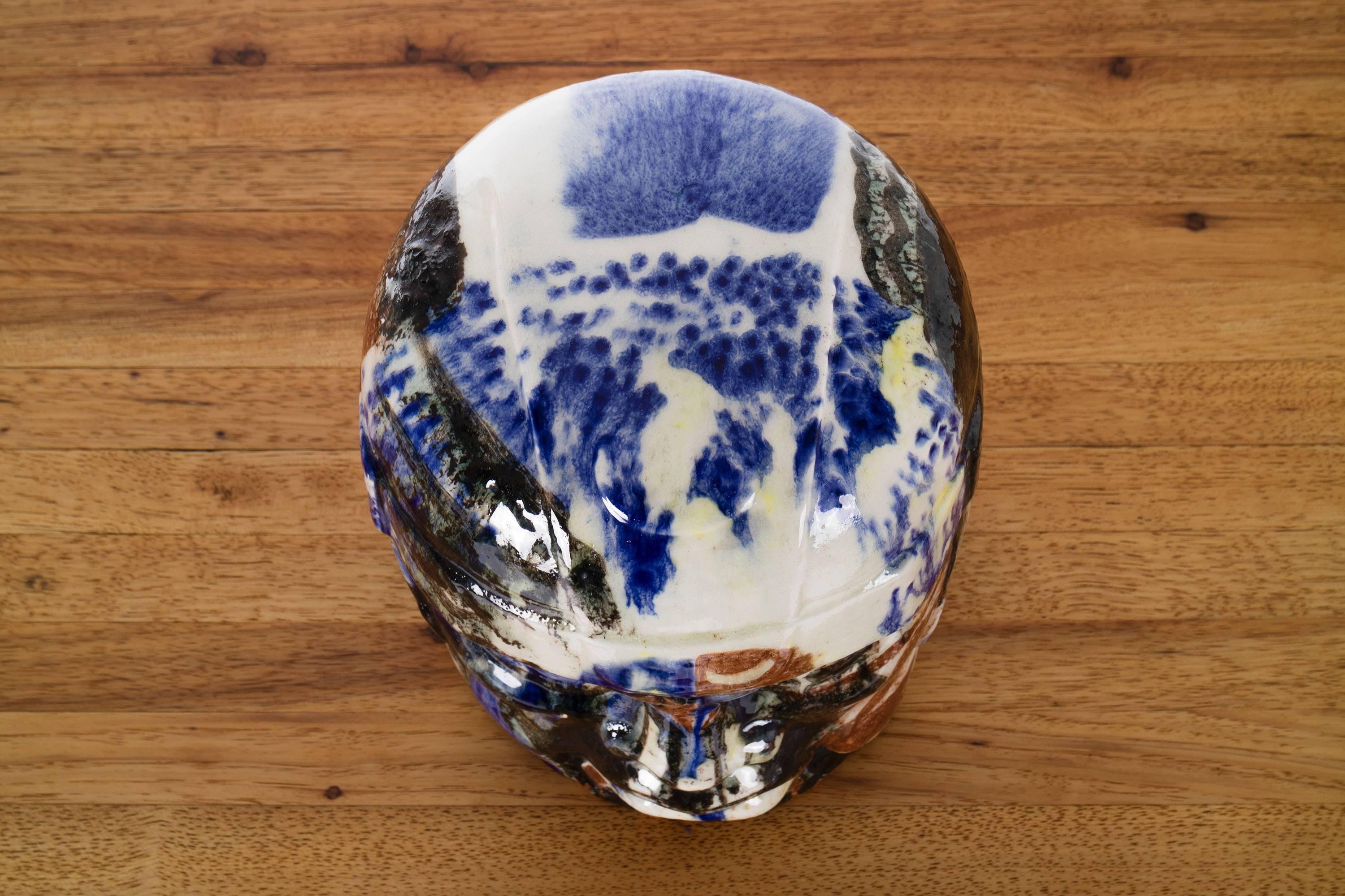 Glazed Olmec Head by Eric Ledoux For Sale