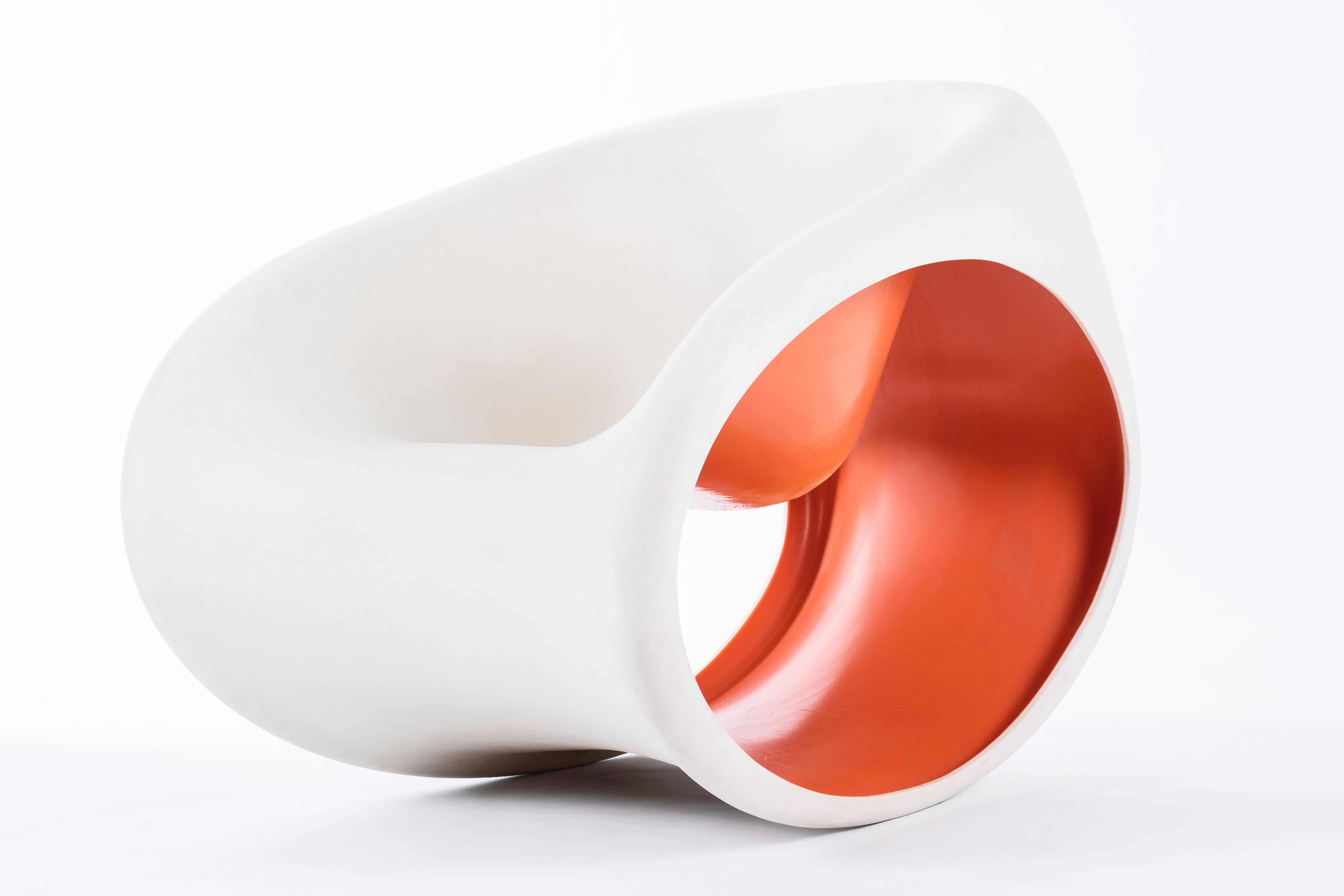 Designed by Ron Arad for Driade. Molded polyethylene. Ivory white exterior and orange interior.