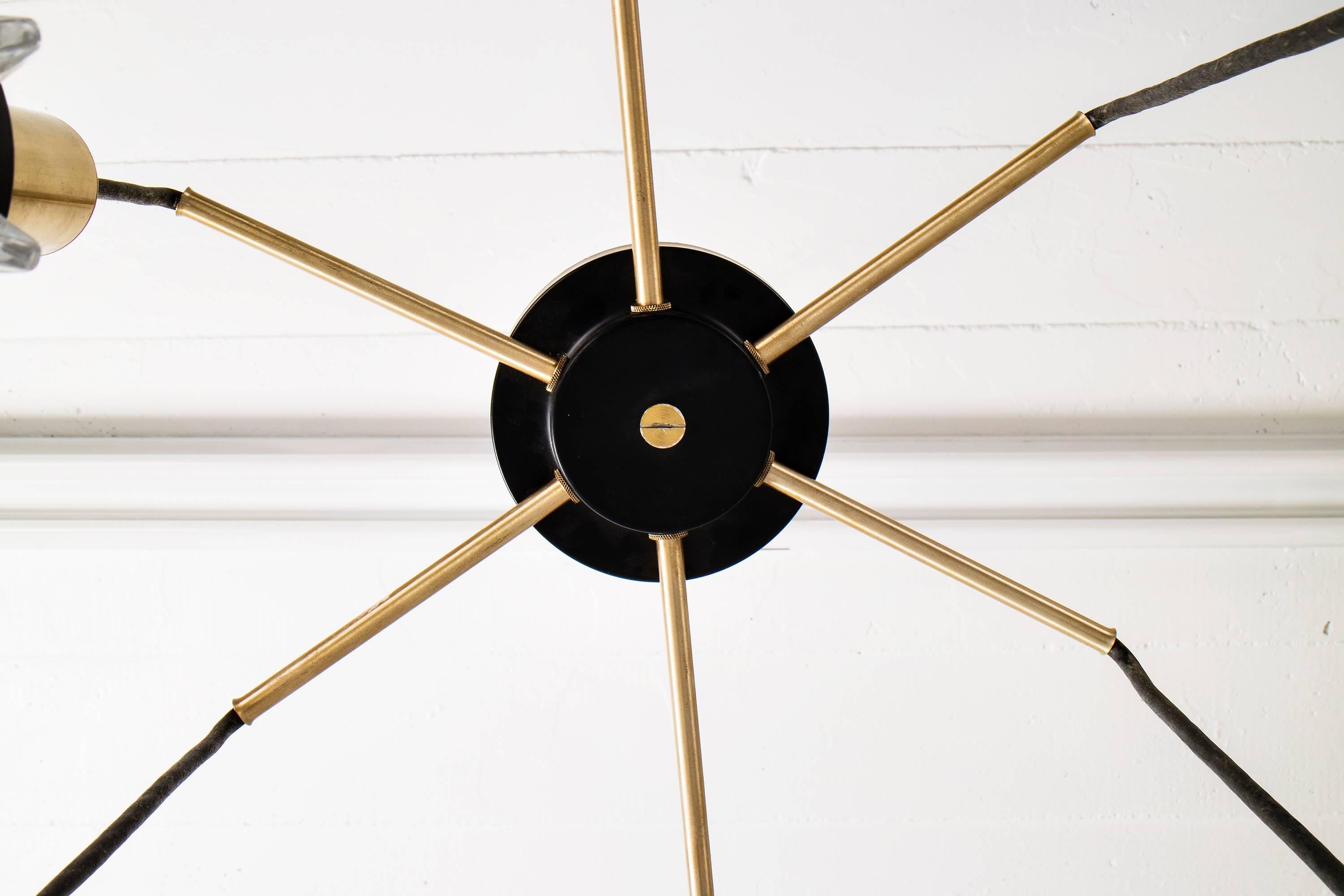 Six Hanging Torch Chandelier In Excellent Condition In Chicago, IL