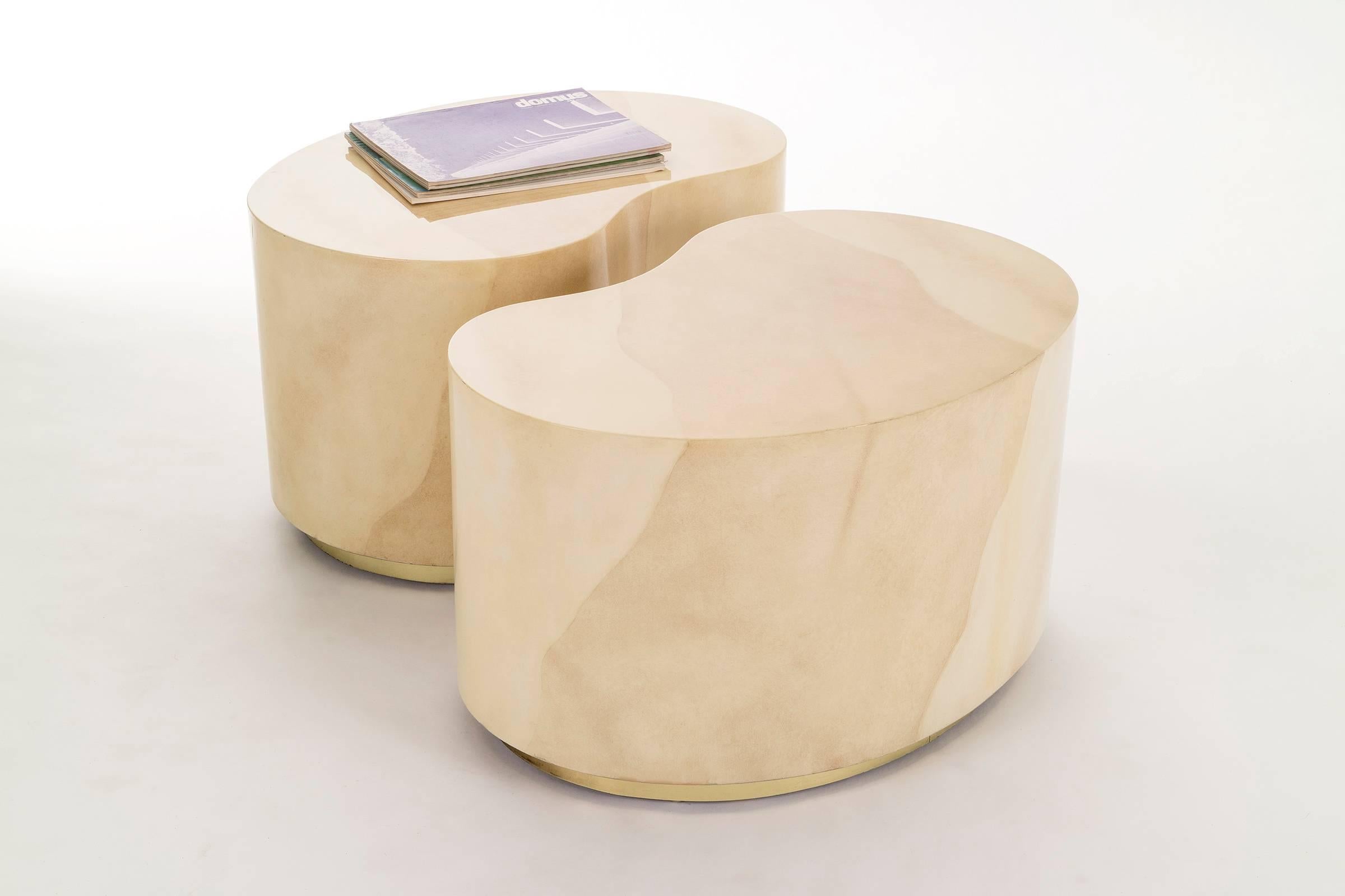 Hand-Painted Karl Springer Style Biomorphic End Tables