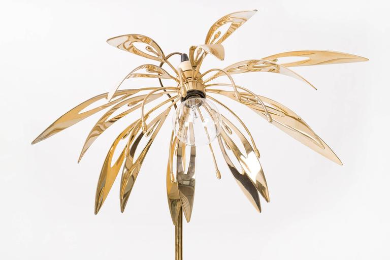 American Brass Floral Lamp For Sale