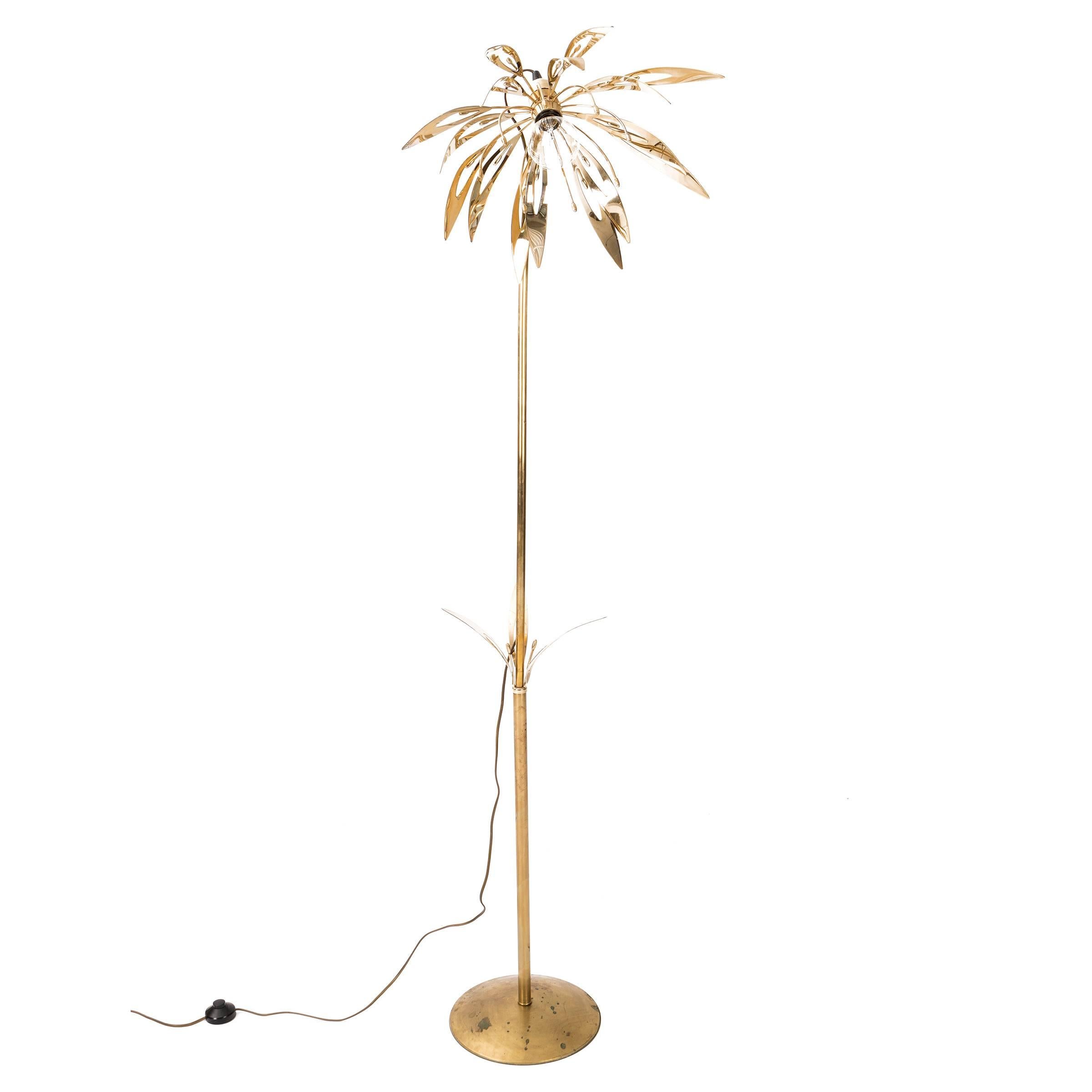 Brass Floral Lamp For Sale