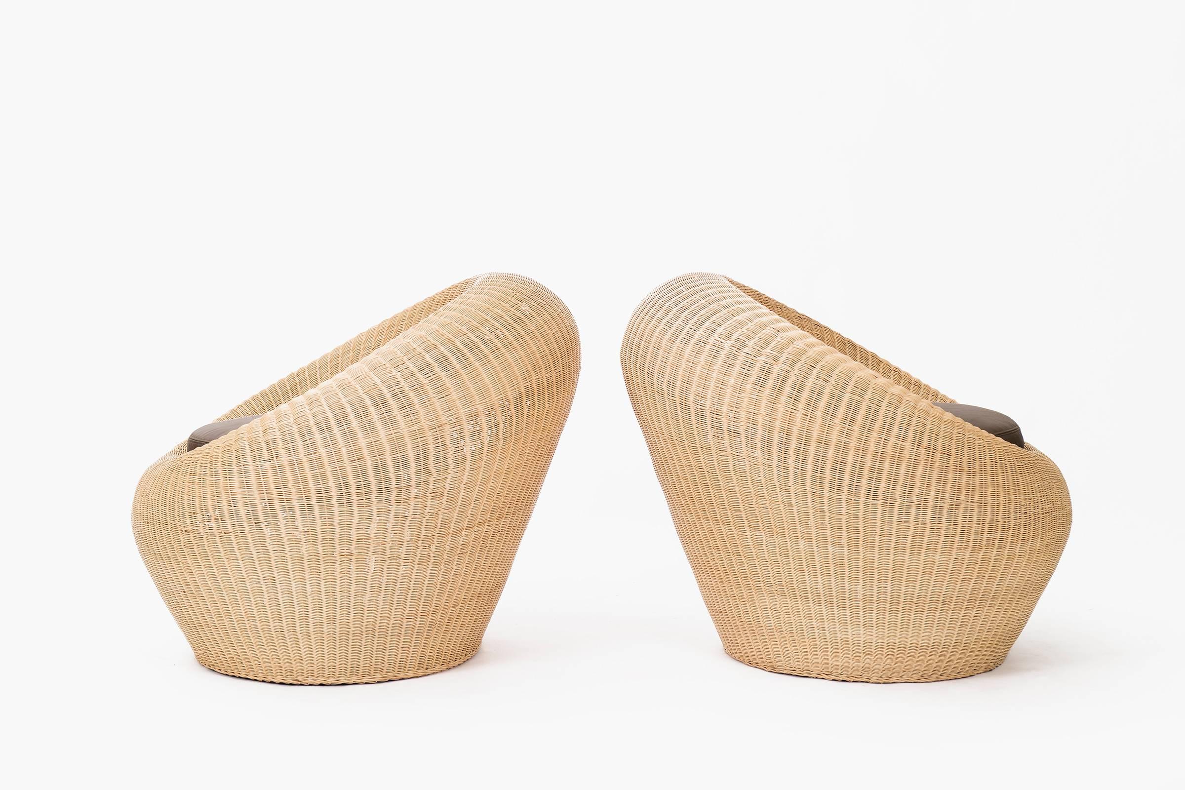 Japanese Pair of Isamu Kenmochi Rattan Chairs