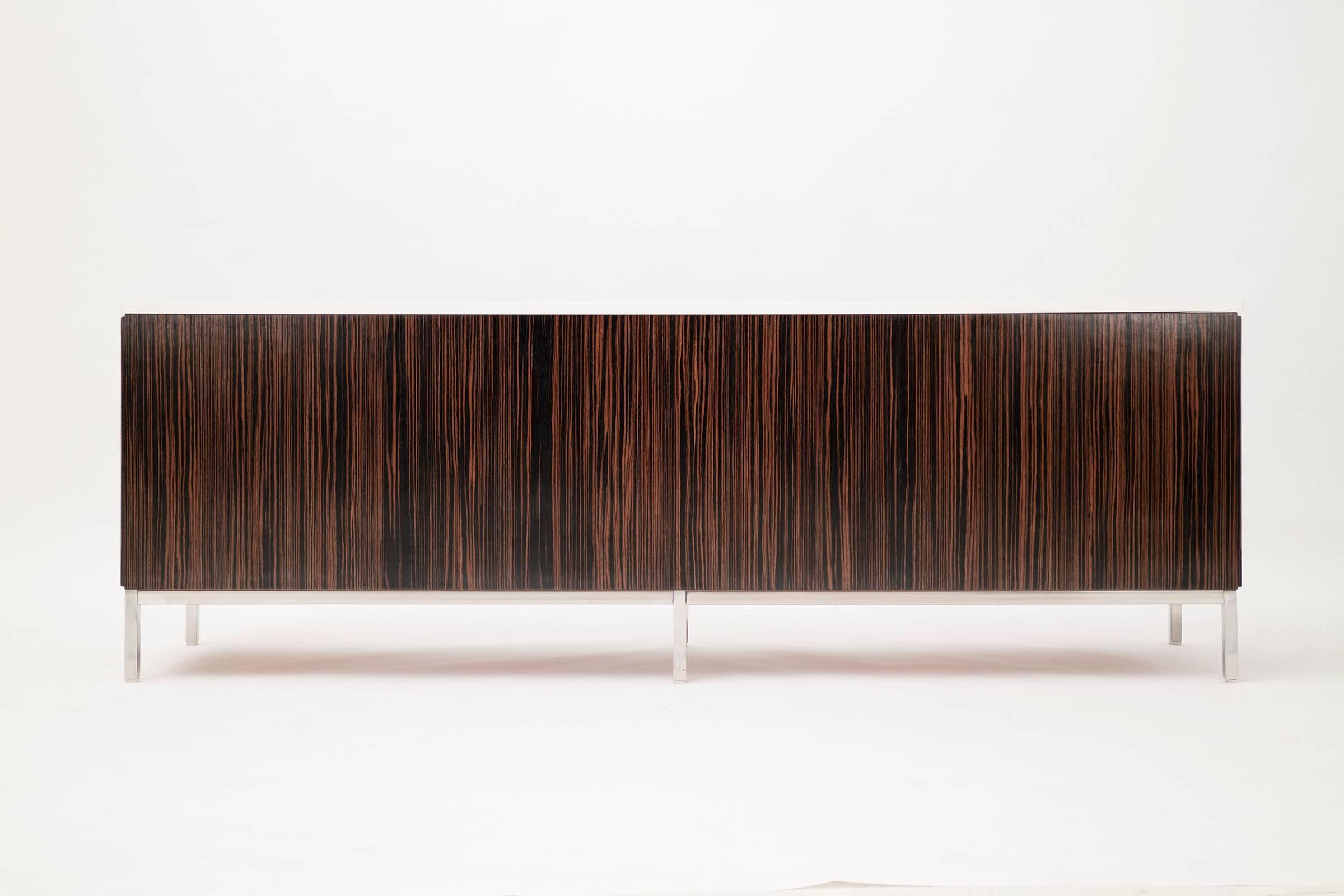 Plated Florence Knoll Custom Ebony Veneer Wood Credenza