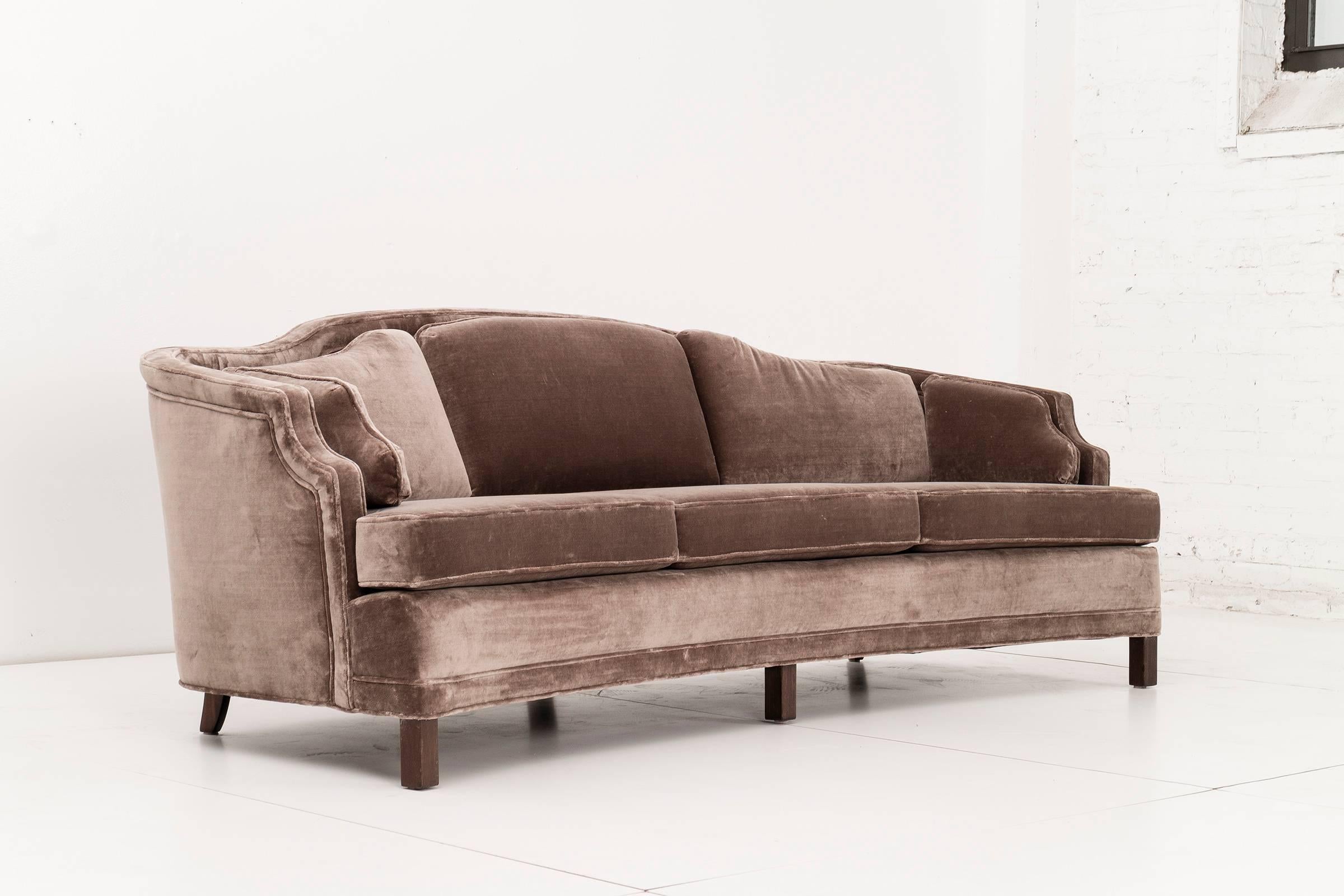 Mid-Century Modern Curved Sofa in the Style of Michael Taylor