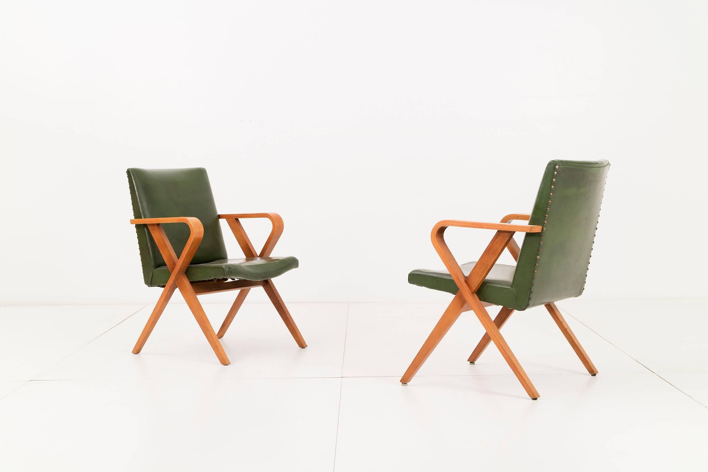 Mid-Century Modern Pair of Henry Glass Armchairs