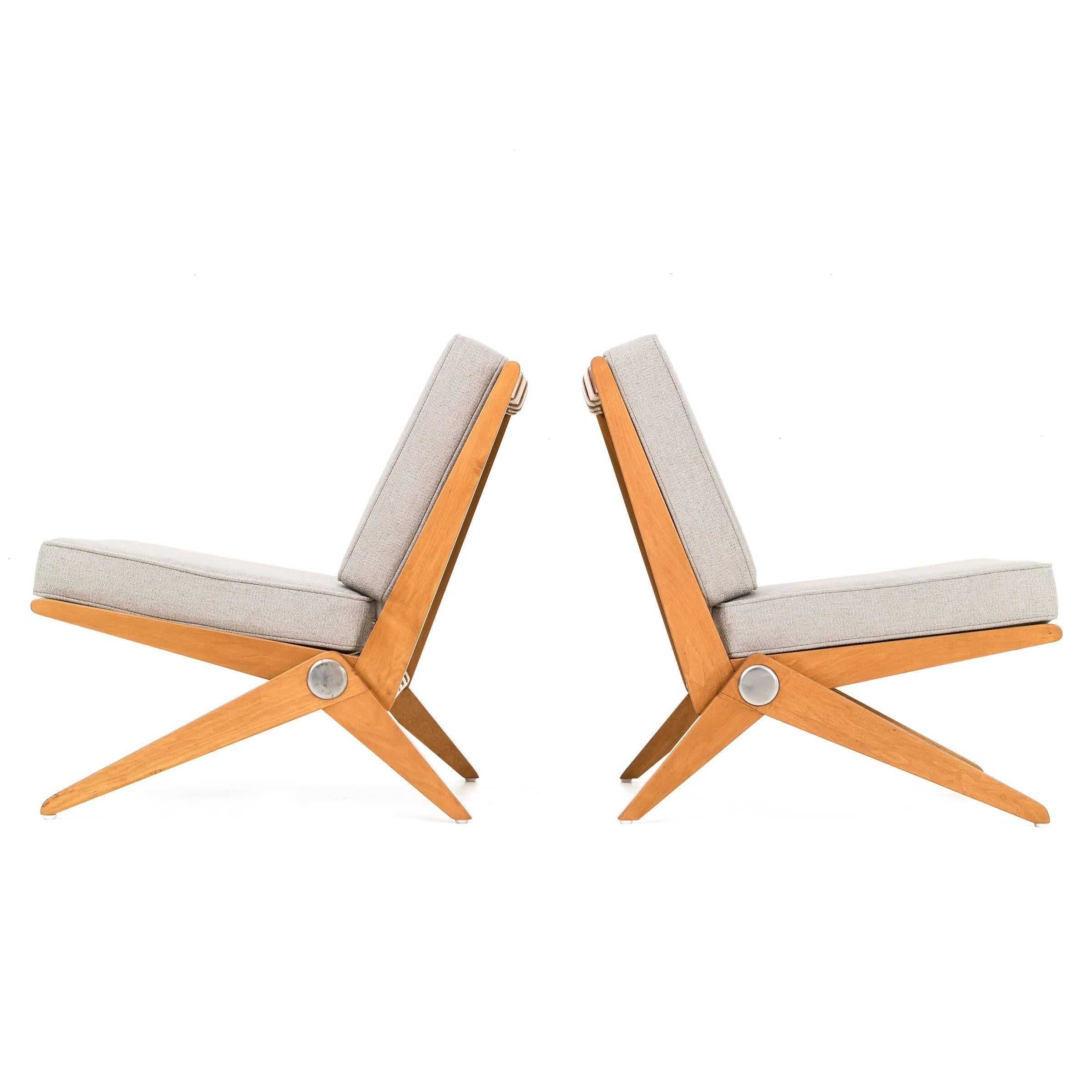 Pair of Pierre Jeanneret "Scissors" Chairs