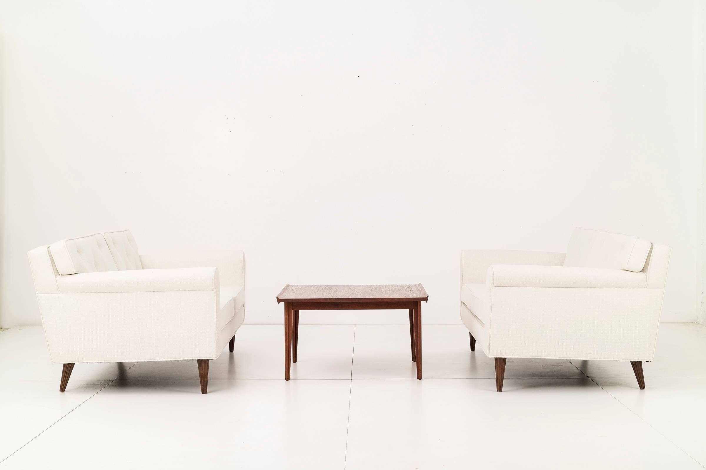 Mid-Century Modern Pair of Fluted Leg Settees by Edward Wormley for Dunbar