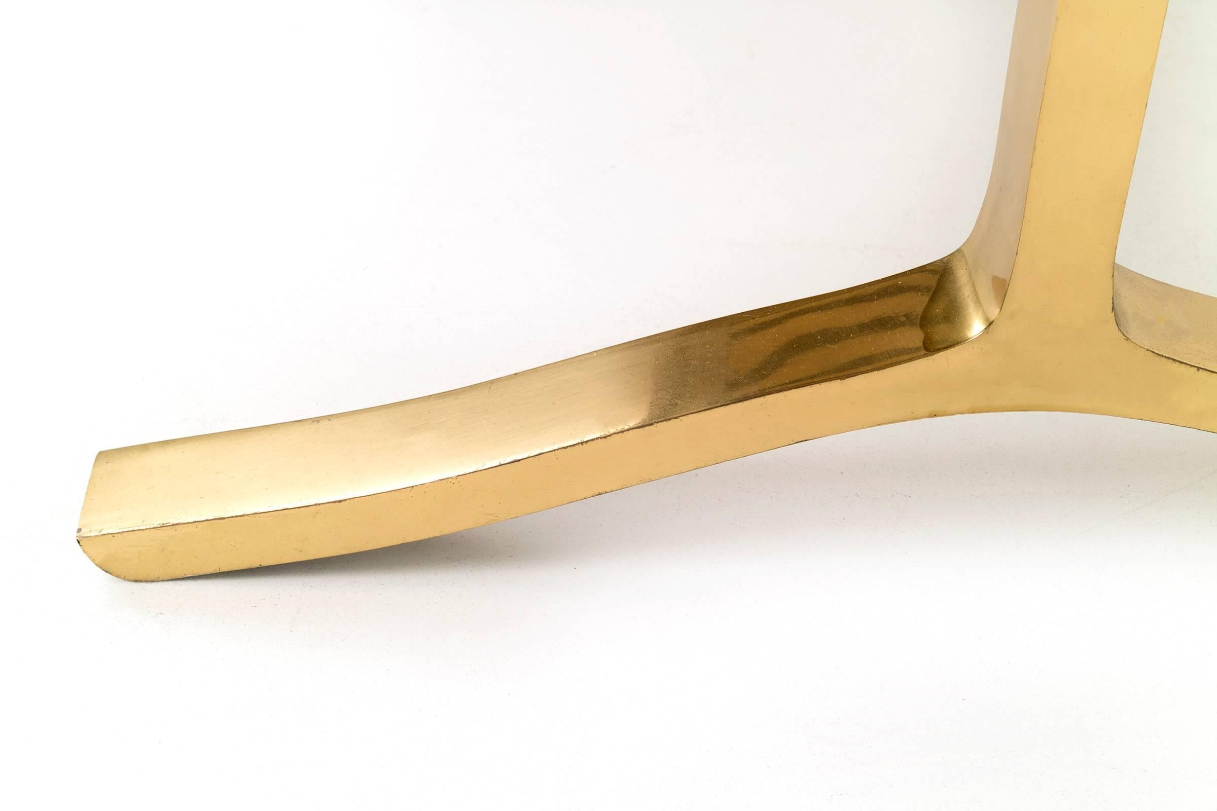 Mid-20th Century Leather Brass Bench by Nicos Zographos