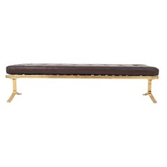 Leather Brass Bench by Nicos Zographos