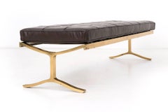 Leather Brass Bench by Nicos Zographos