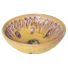 Guido Gambone Yellow Ceramic Bowl, Italy, c. 1950s