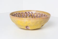 Guido Gambone Yellow Ceramic Bowl, Italy, c. 1950s