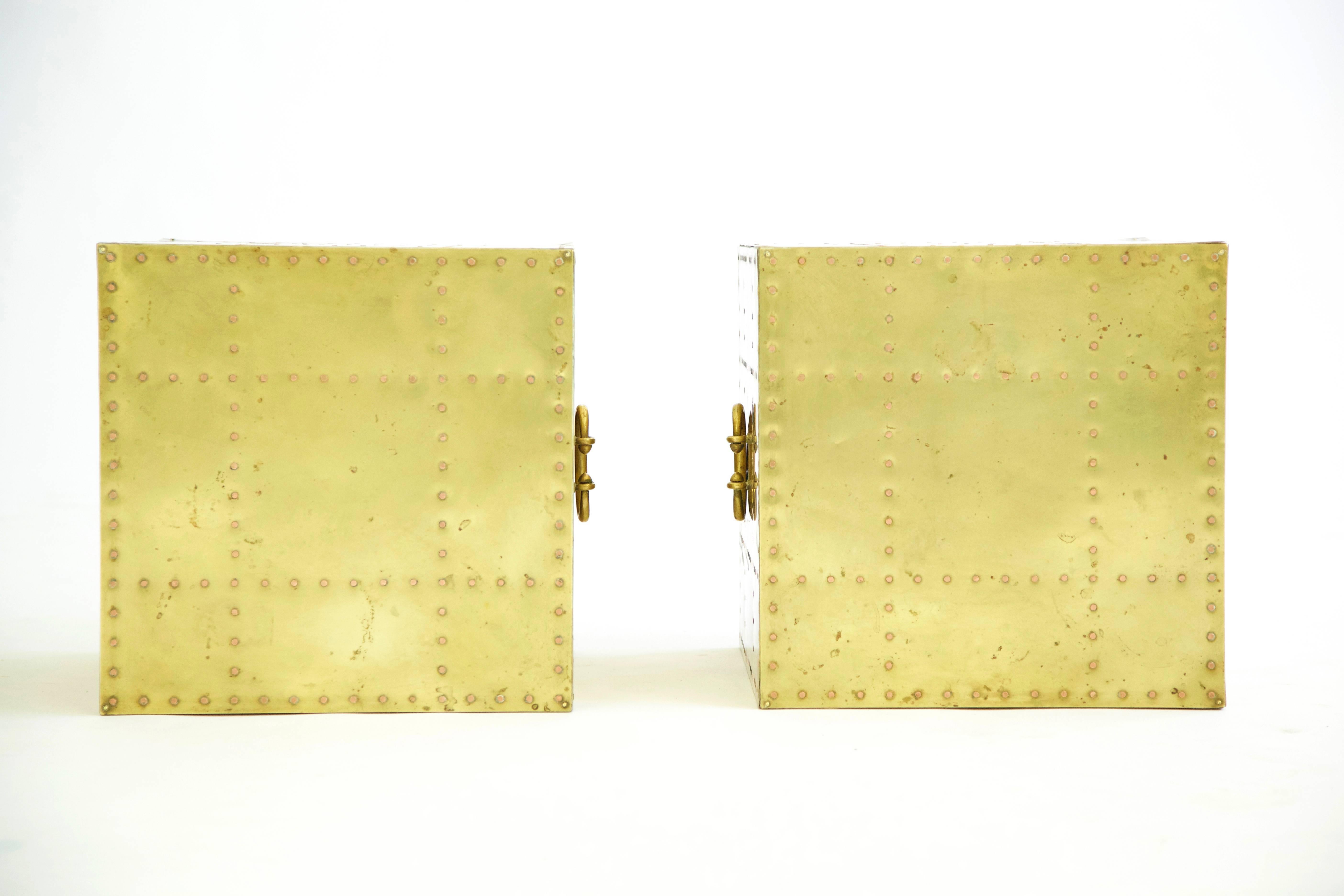 Sarreid Brass Cube End Tables 2
