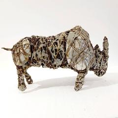 Wire and Metal Rhino Sculpture