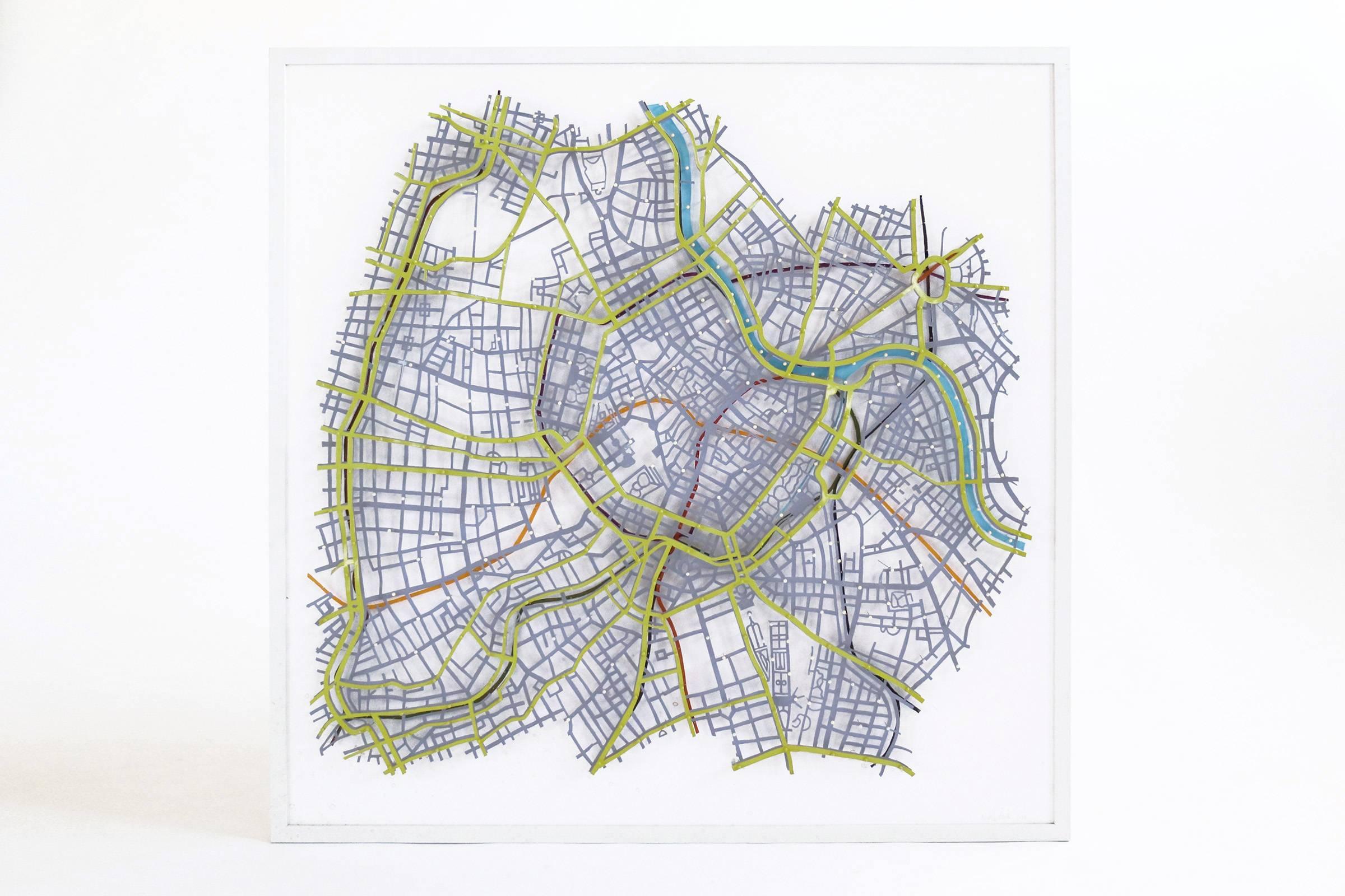 Artwork depicting city map of greater Vienna. Picton considers his work sculptural, 