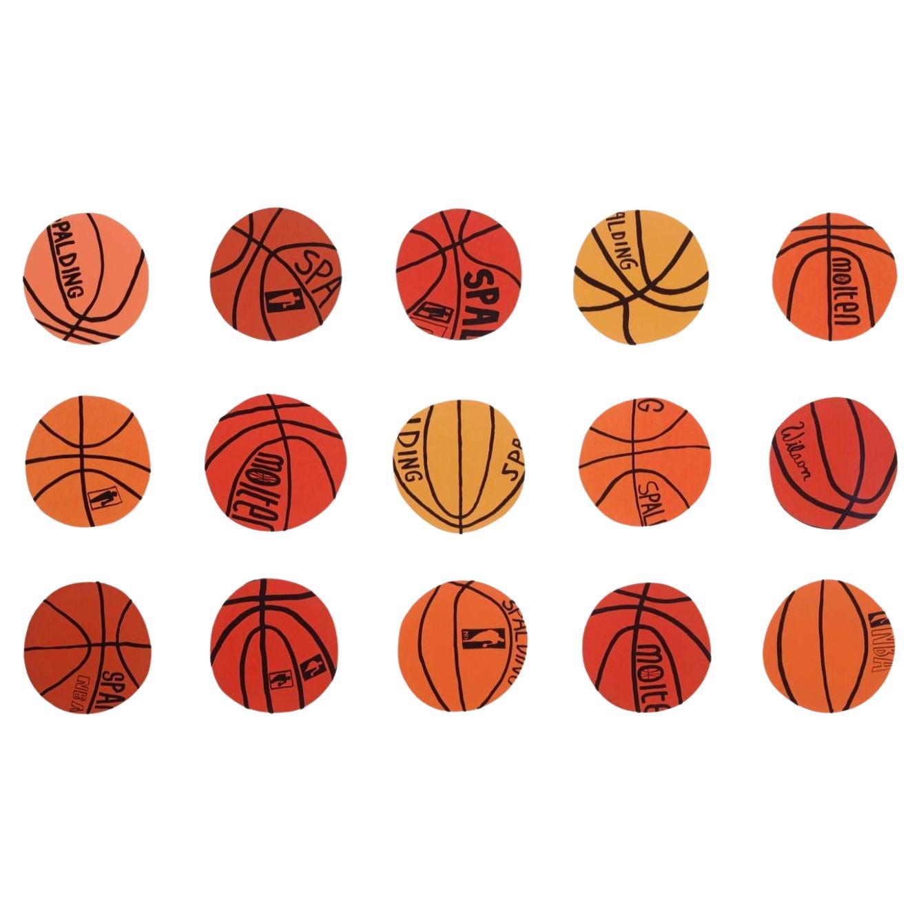 Jona Wood - Panneau de papier peint de basket-ball Exposition de la maison Lever, 2013. en vente