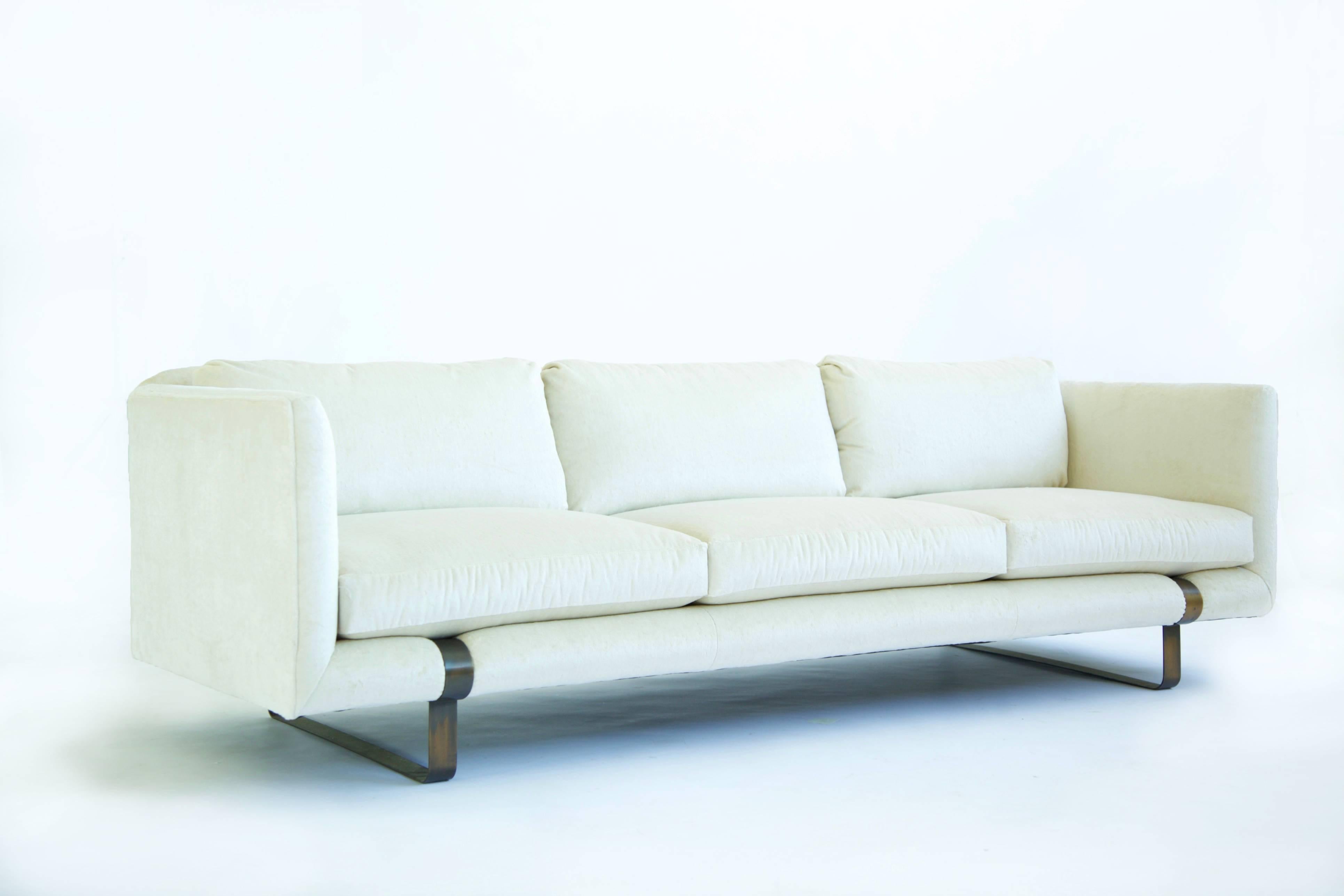 Mid-Century Modern Milo Baughman Sled-Base Sofa