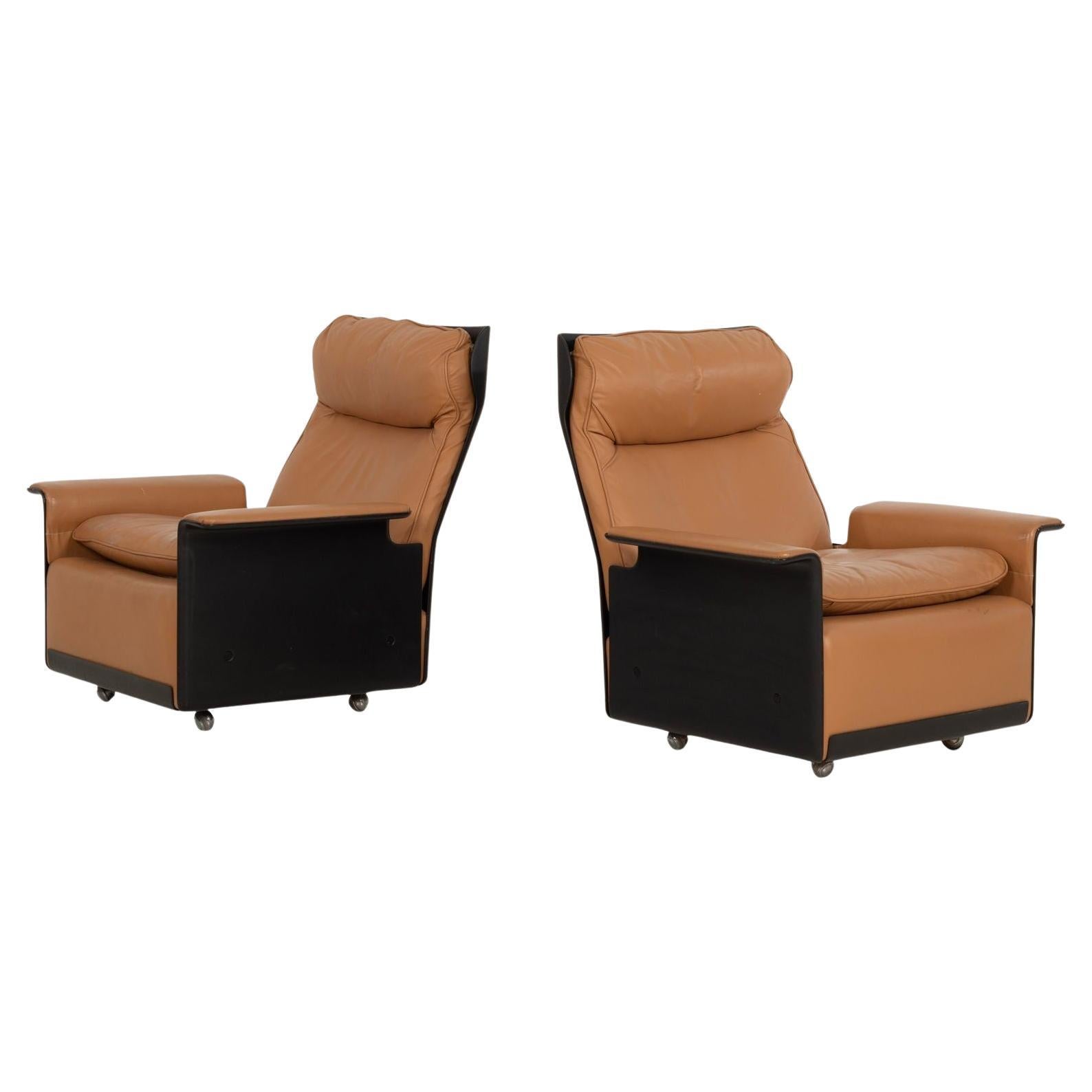 Paar Dieter Rams für Vitsoe 620 Sessel mit hoher Rückenlehne, cognacfarbenes Leder 1962 im Angebot
