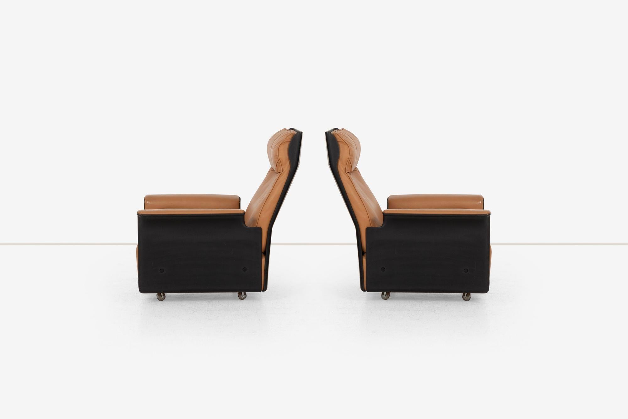 Paar Dieter Rams für Vitsoe 620 Sessel mit hoher Rückenlehne, cognacfarbenes Leder 1962 (Mitte des 20. Jahrhunderts) im Angebot