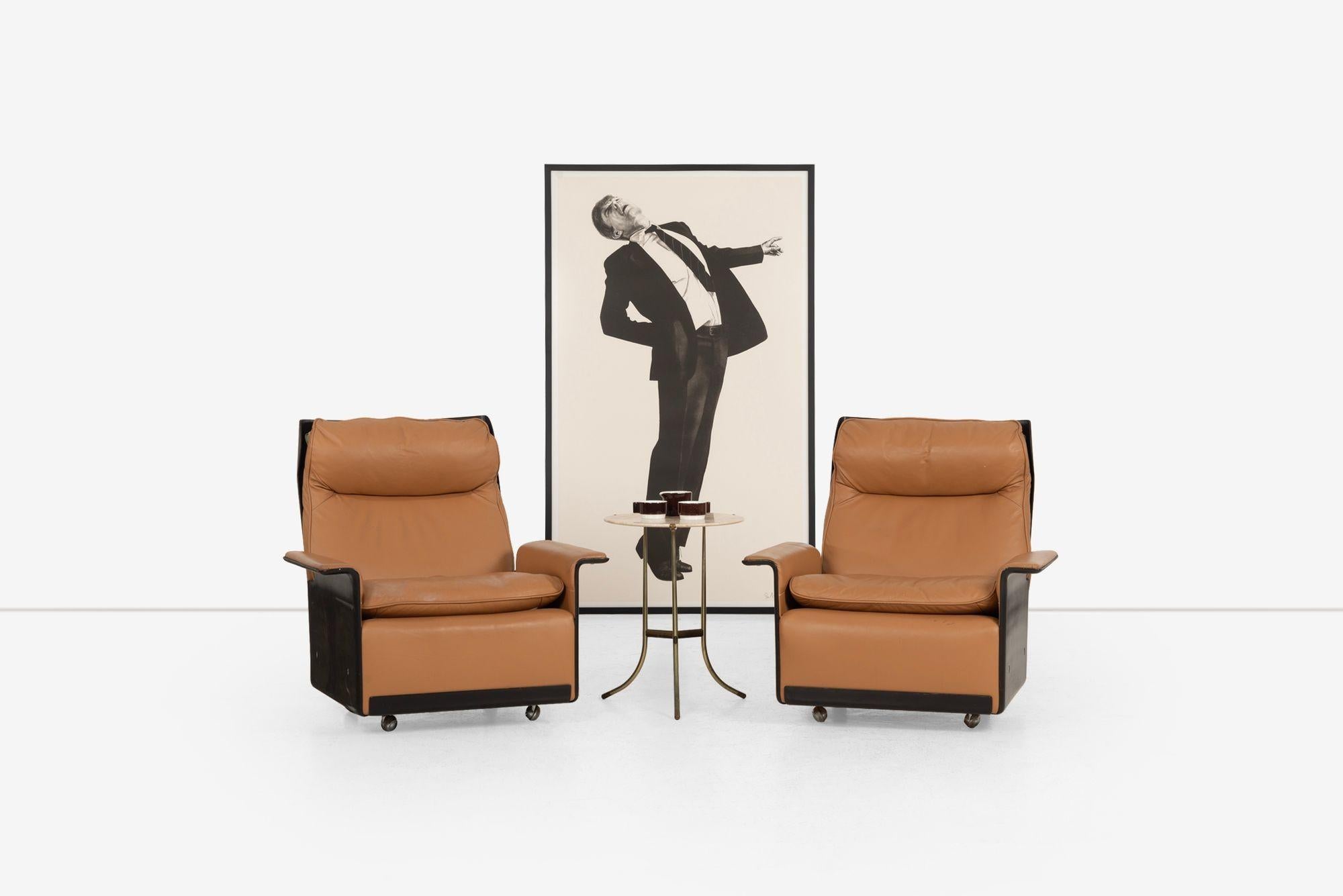 Paar Dieter Rams für Vitsoe 620 Sessel mit hoher Rückenlehne, cognacfarbenes Leder 1962 (Moderne der Mitte des Jahrhunderts) im Angebot