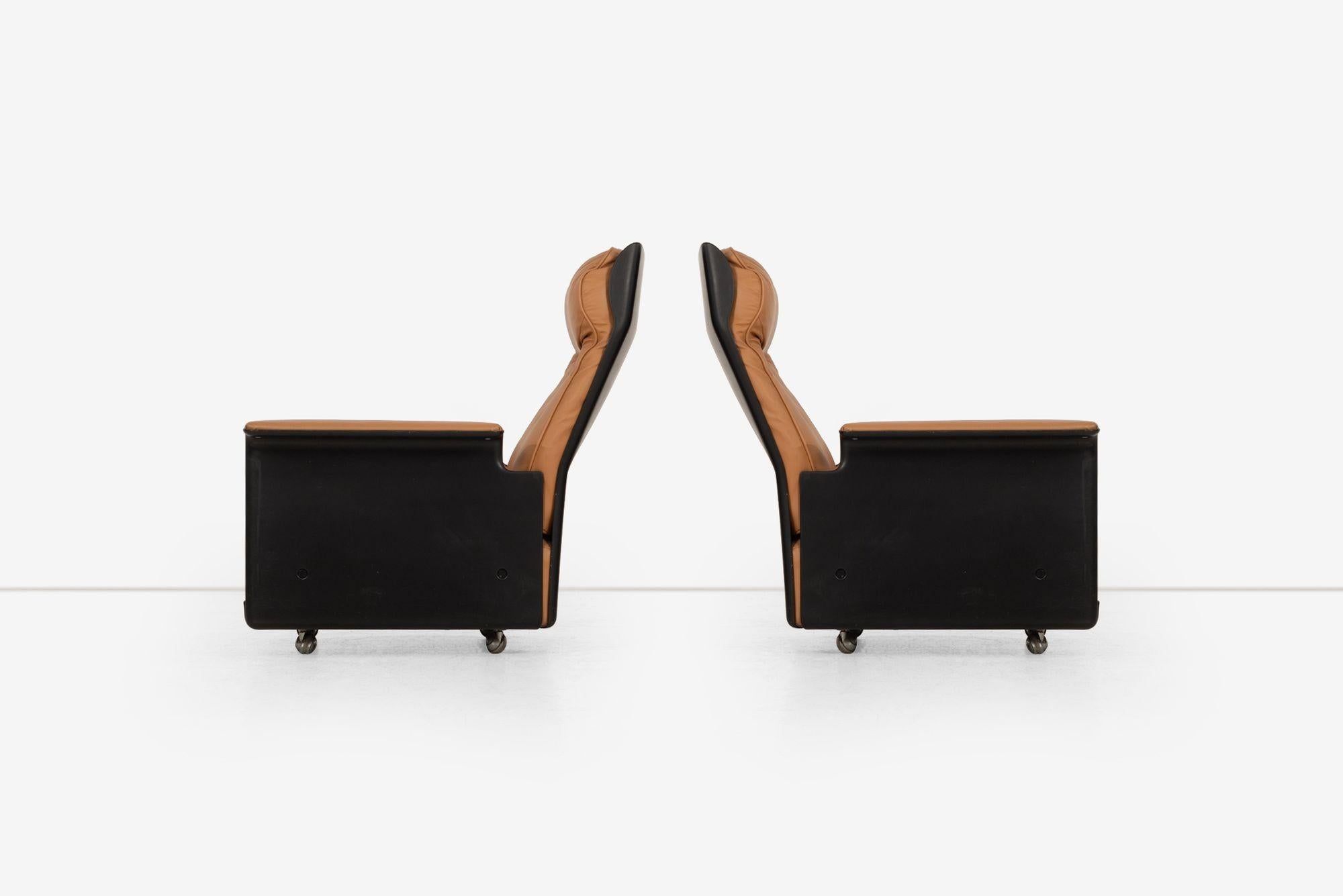 Paar Dieter Rams für Vitsoe 620 Sessel mit hoher Rückenlehne, cognacfarbenes Leder 1962 (Edelstahl) im Angebot