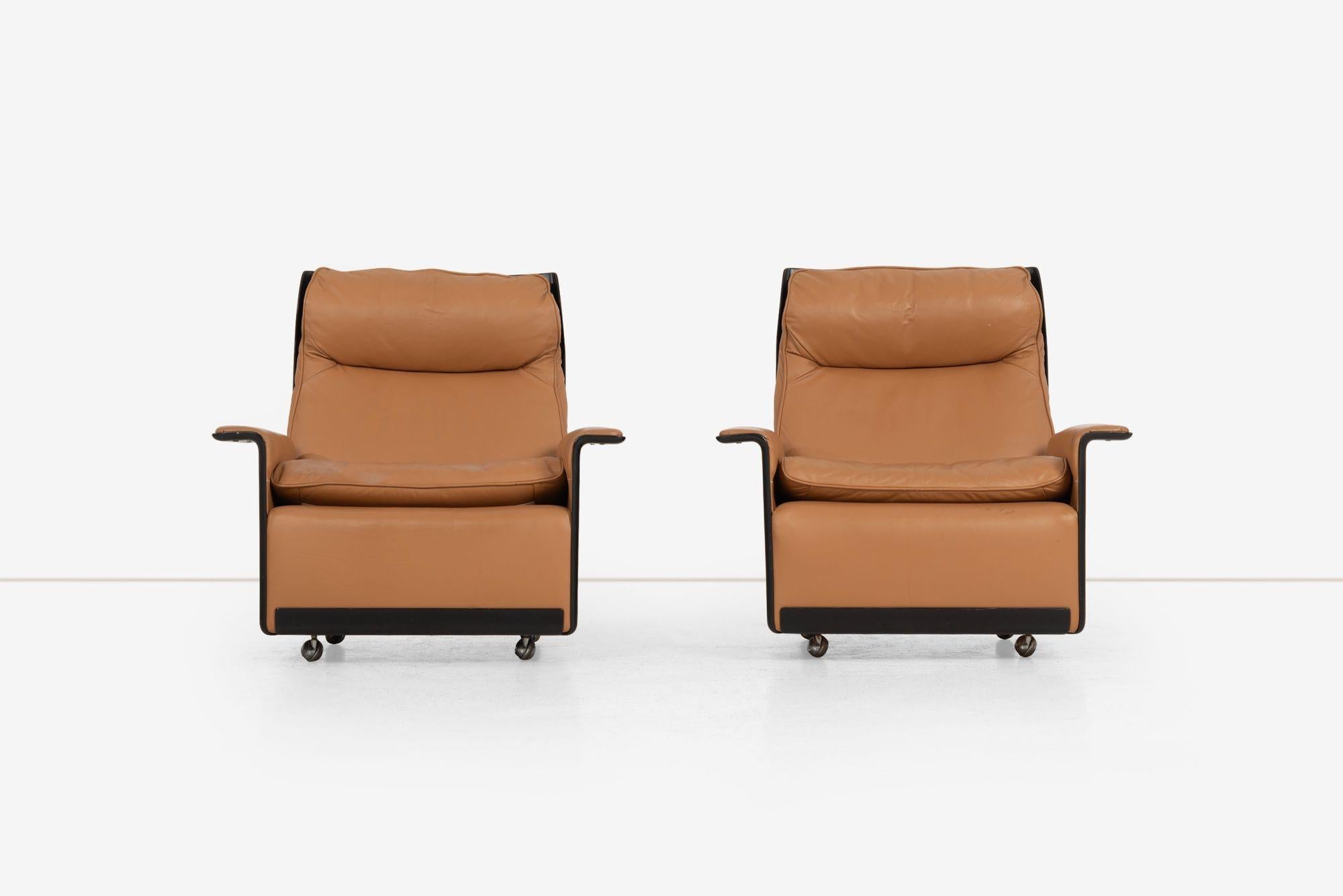 Paar Dieter Rams für Vitsoe 620 Sessel mit hoher Rückenlehne, cognacfarbenes Leder 1962 (Deutsch) im Angebot