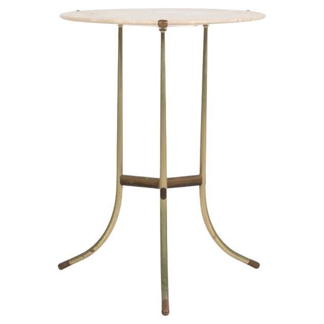Cedric Hartman Model AE Side Table in Brass, Bronze, and Travertine, 1973 For Sale