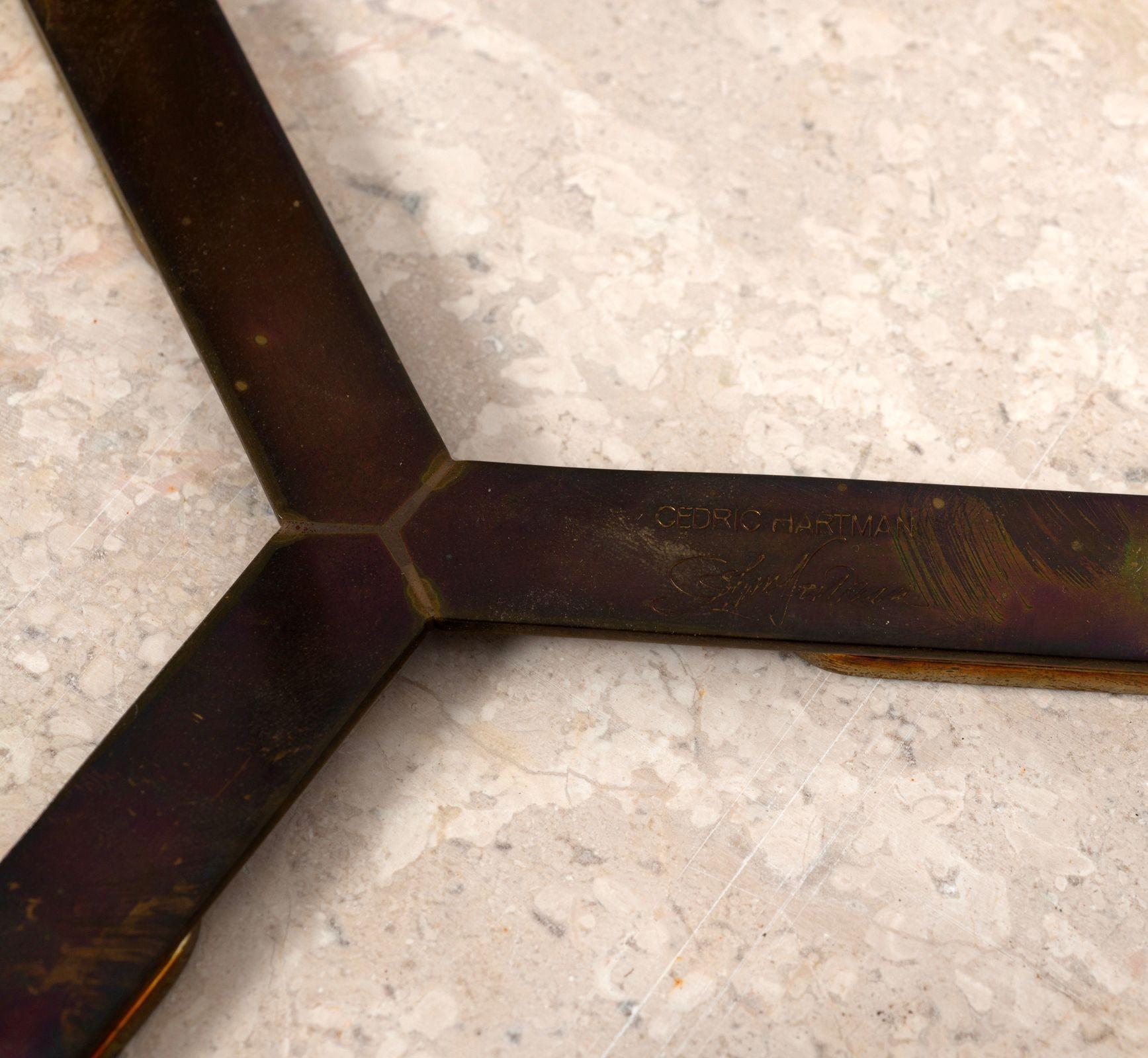 Cedric Hartman Model AE Side Table in Brass, Bronze, and Travertine, 1973 For Sale 7