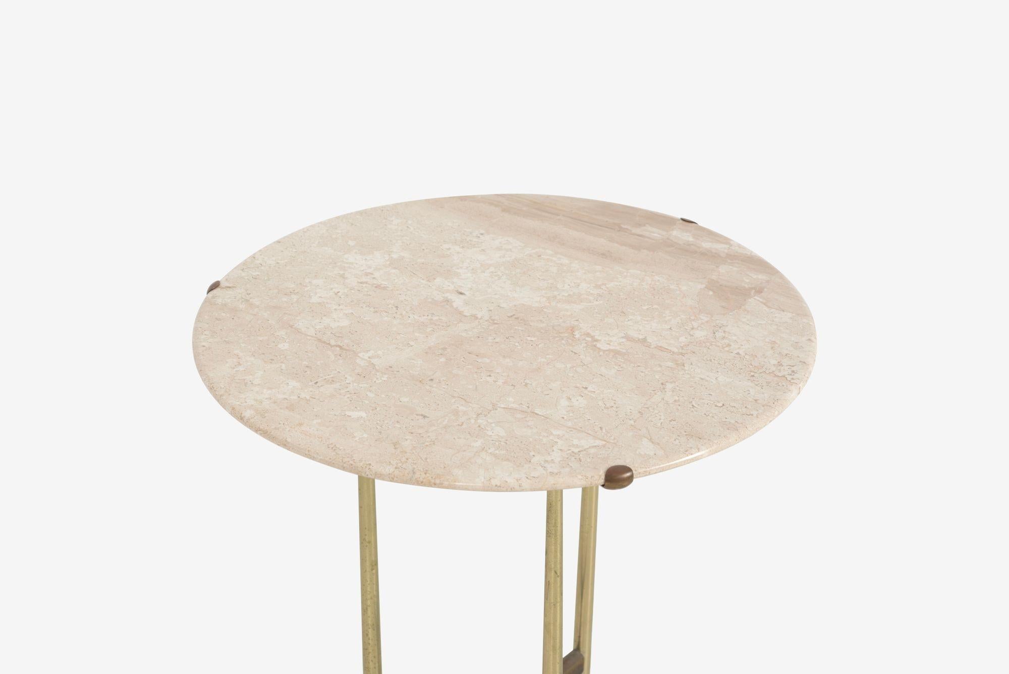 Late 20th Century Cedric Hartman Model AE Side Table in Brass, Bronze, and Travertine, 1973 For Sale
