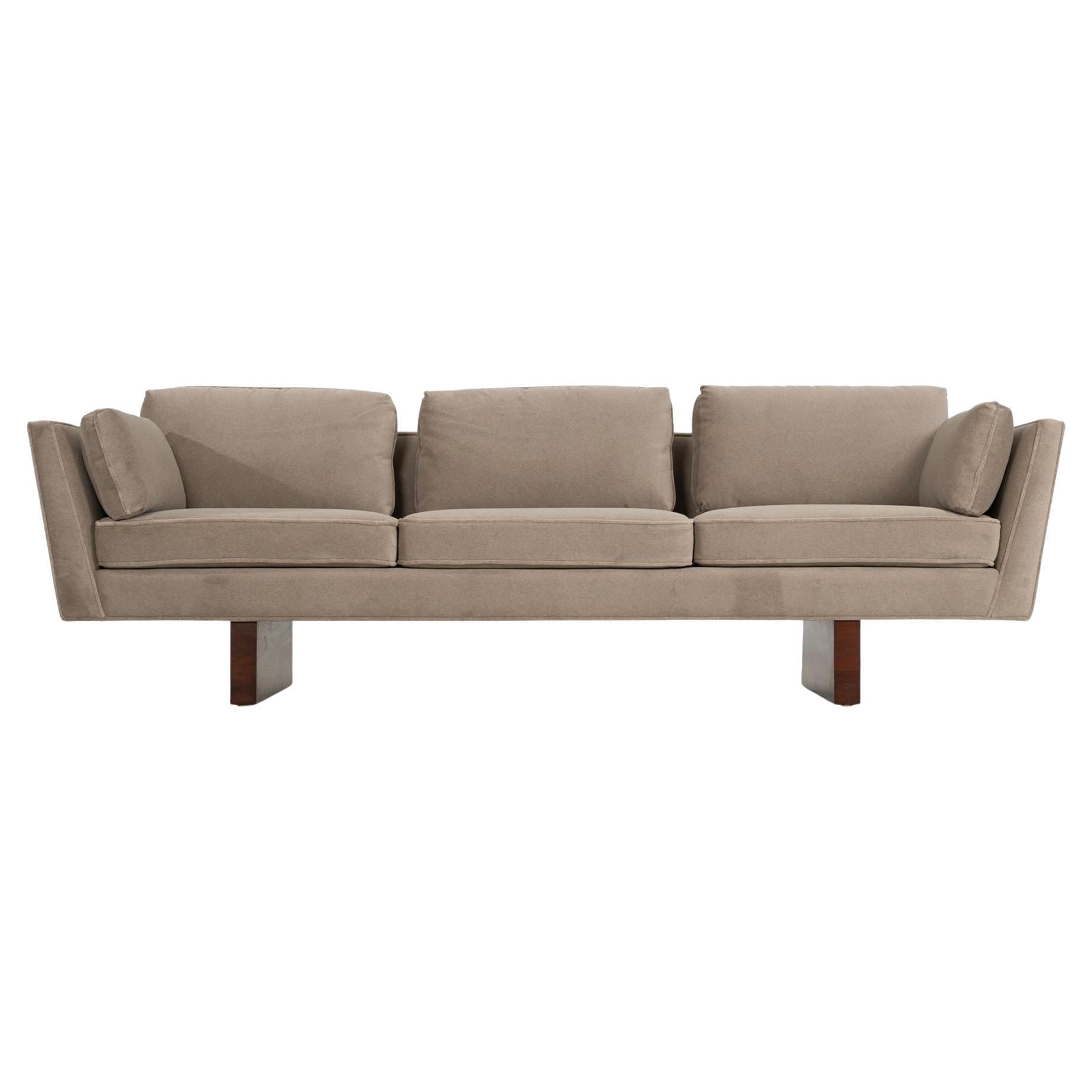 Edward Wormley for Dunbar Angle Arm Sofa in Gray Mohair 1955 For Sale