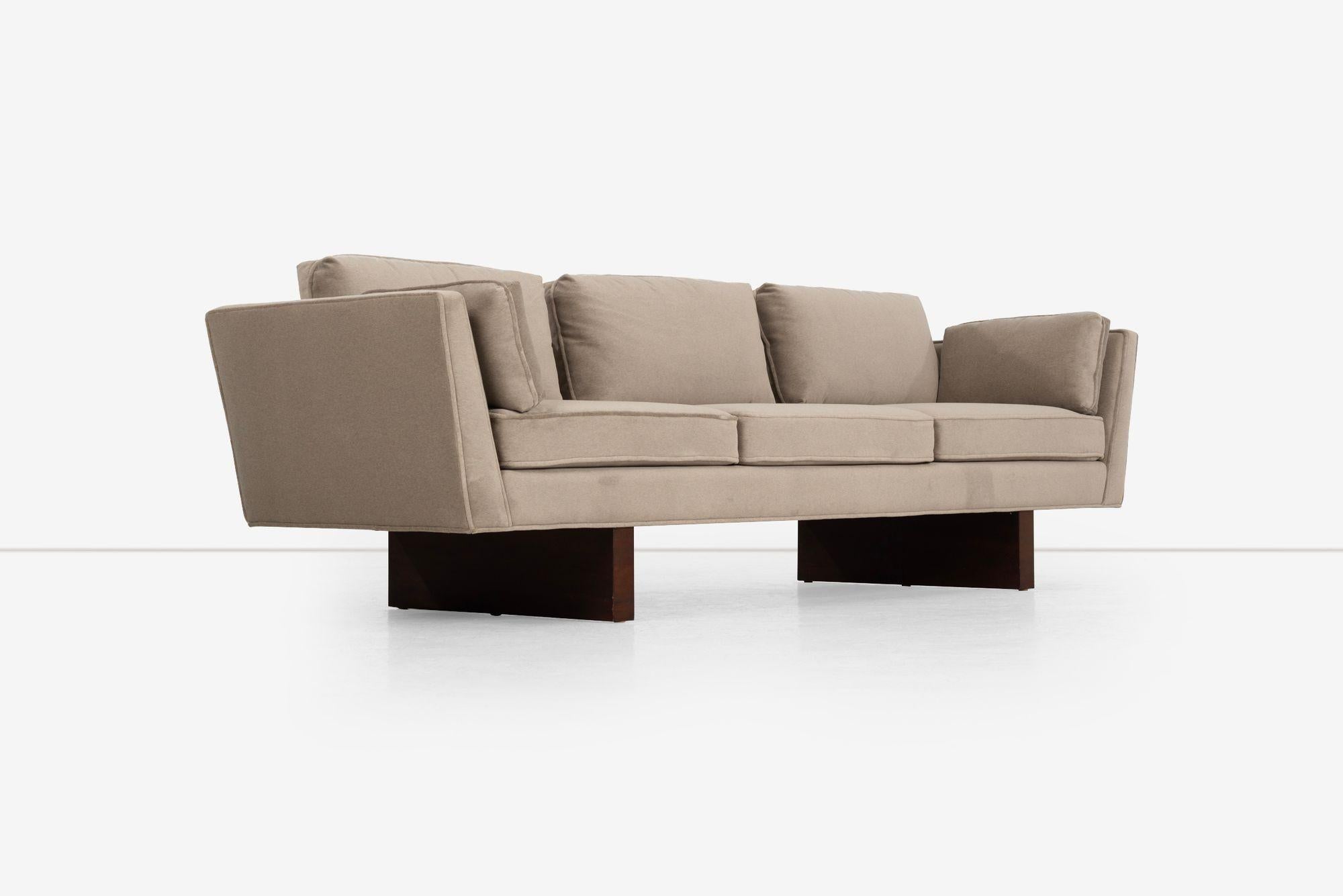 Edward Wormley for Dunbar Angle Arm Sofa in Gray Mohair 1955 For Sale 3