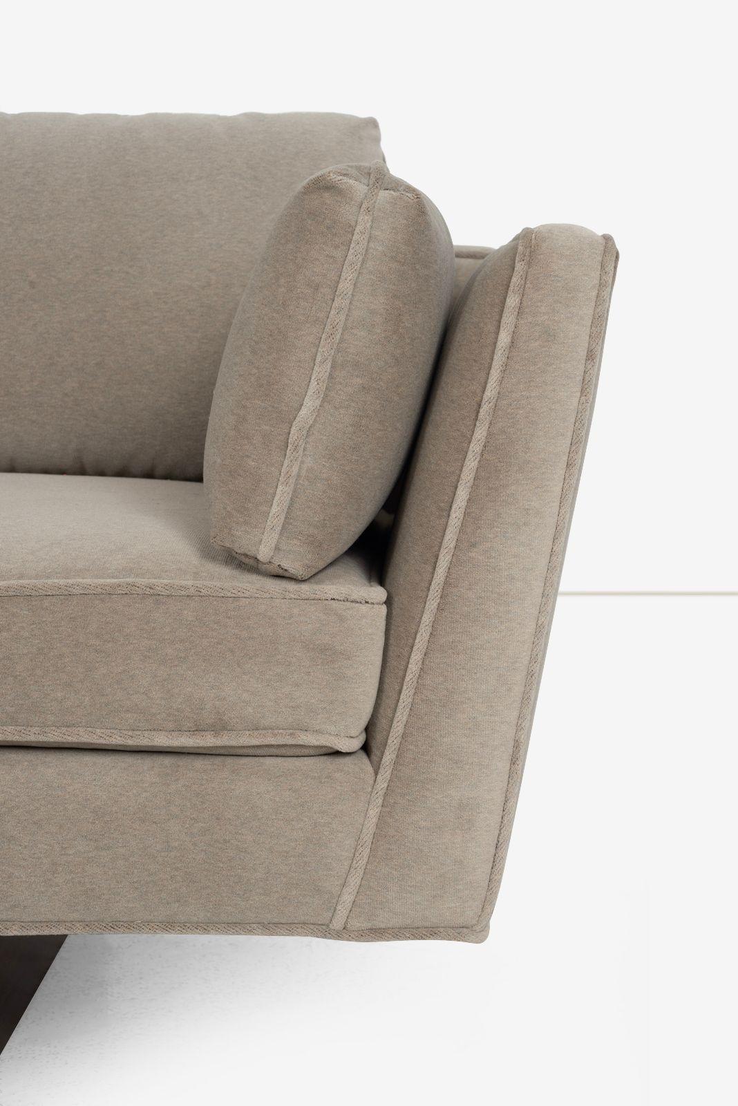 Edward Wormley for Dunbar Angle Arm Sofa in Gray Mohair 1955 For Sale 6