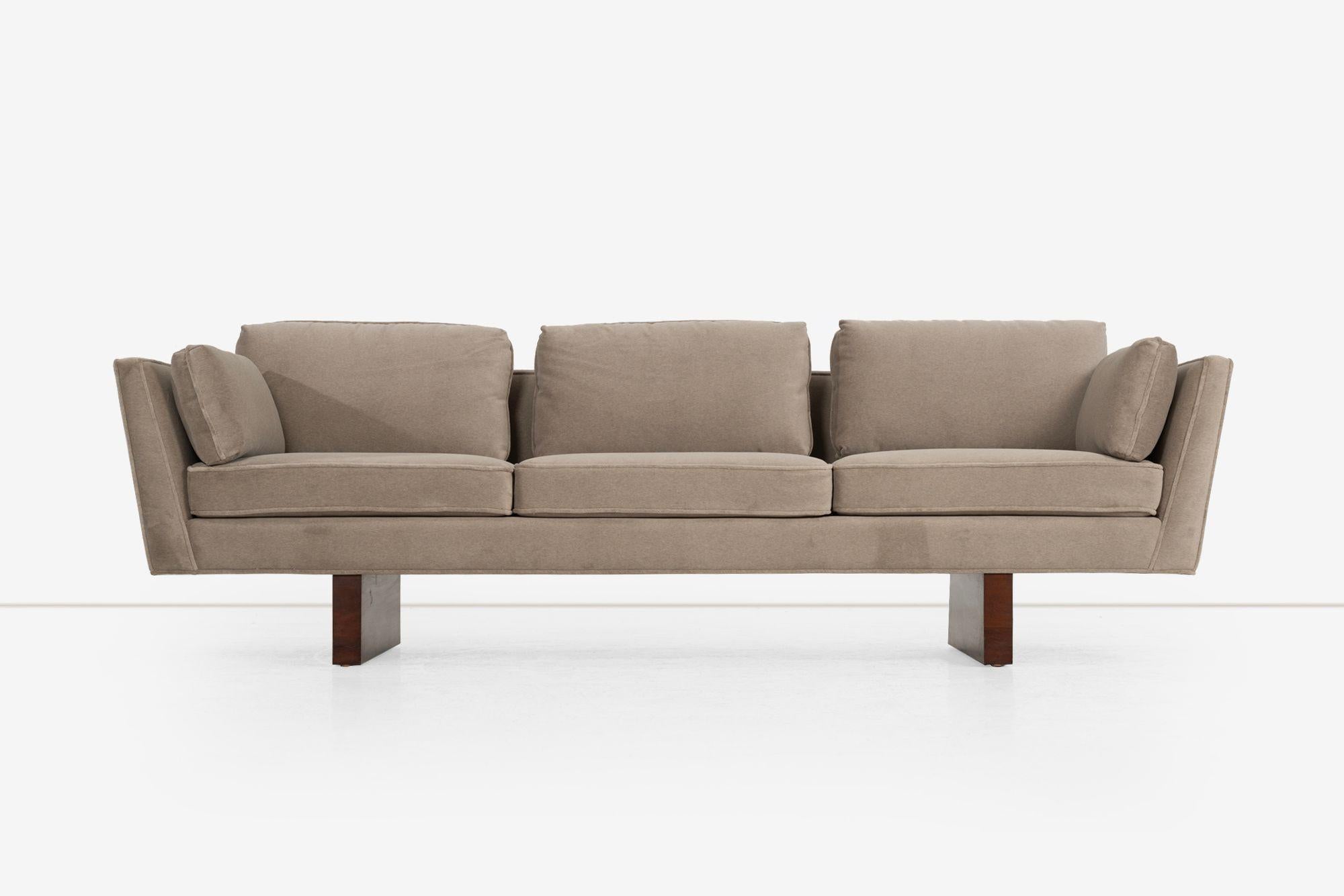Edward Wormley for Dunbar Angle Arm Sofa in Gray Mohair 1955 For Sale 4