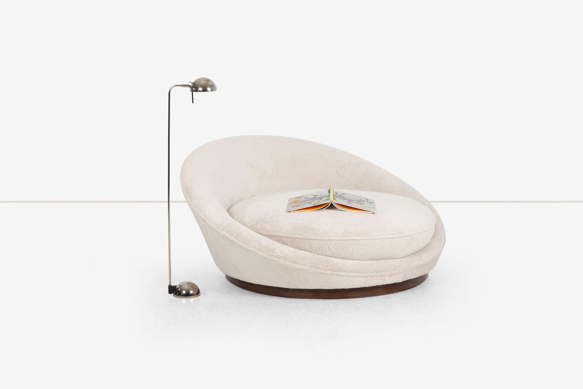 Milo Baughman Style Satellite Chaise in Tan Kunstfell, 1970 im Angebot 3