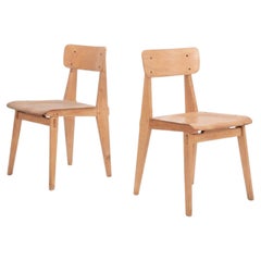Jean Prouvé, Rare Pair of Chaise Standard Tout Bois, France, circa 1950