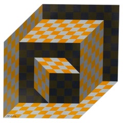 Victor Vasarely Op Art Wandskulptur, aufgehängte Skulptur 1973