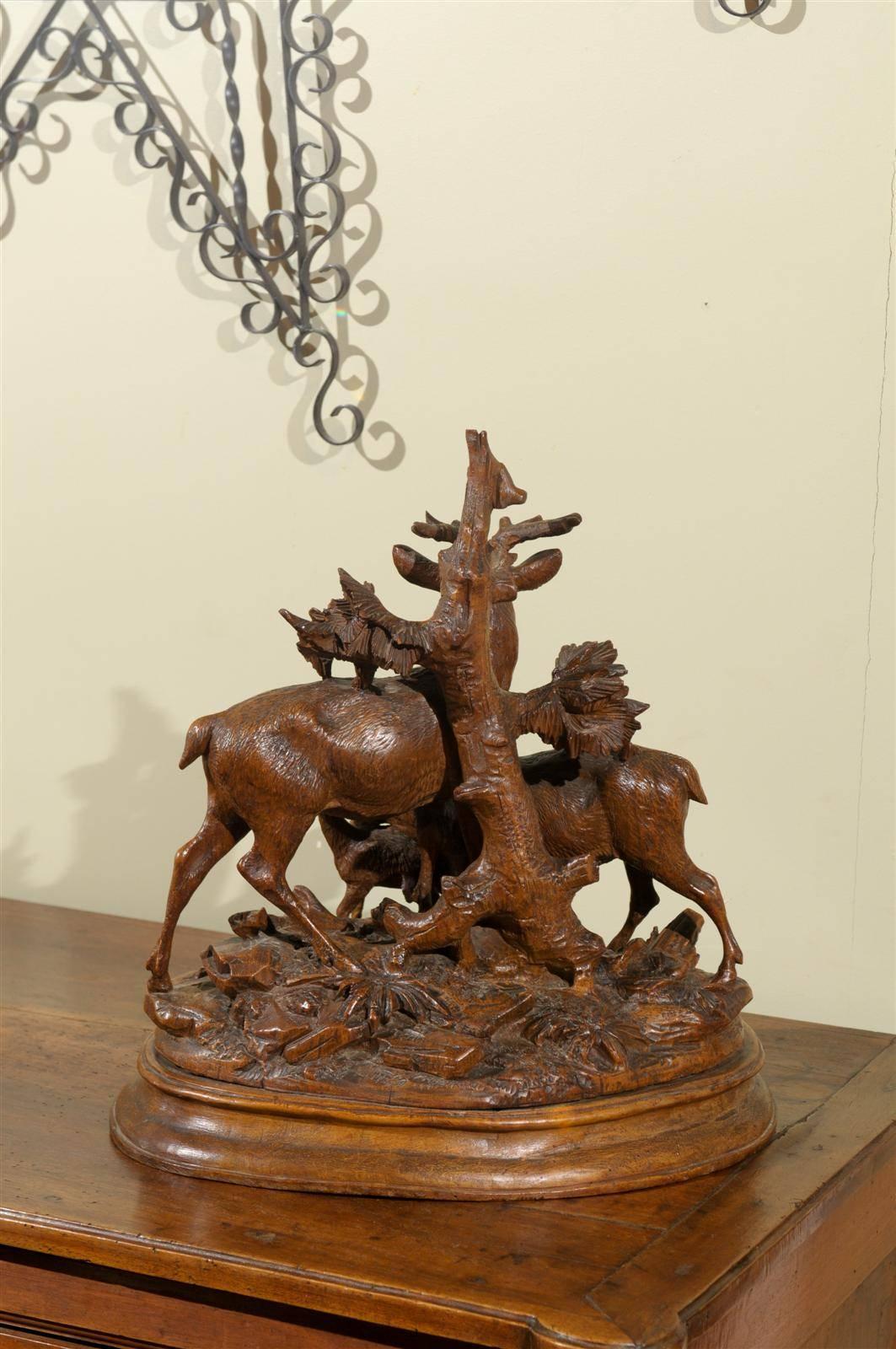 19th Century Black Forest Stag Grouping In Excellent Condition In Atlanta, GA