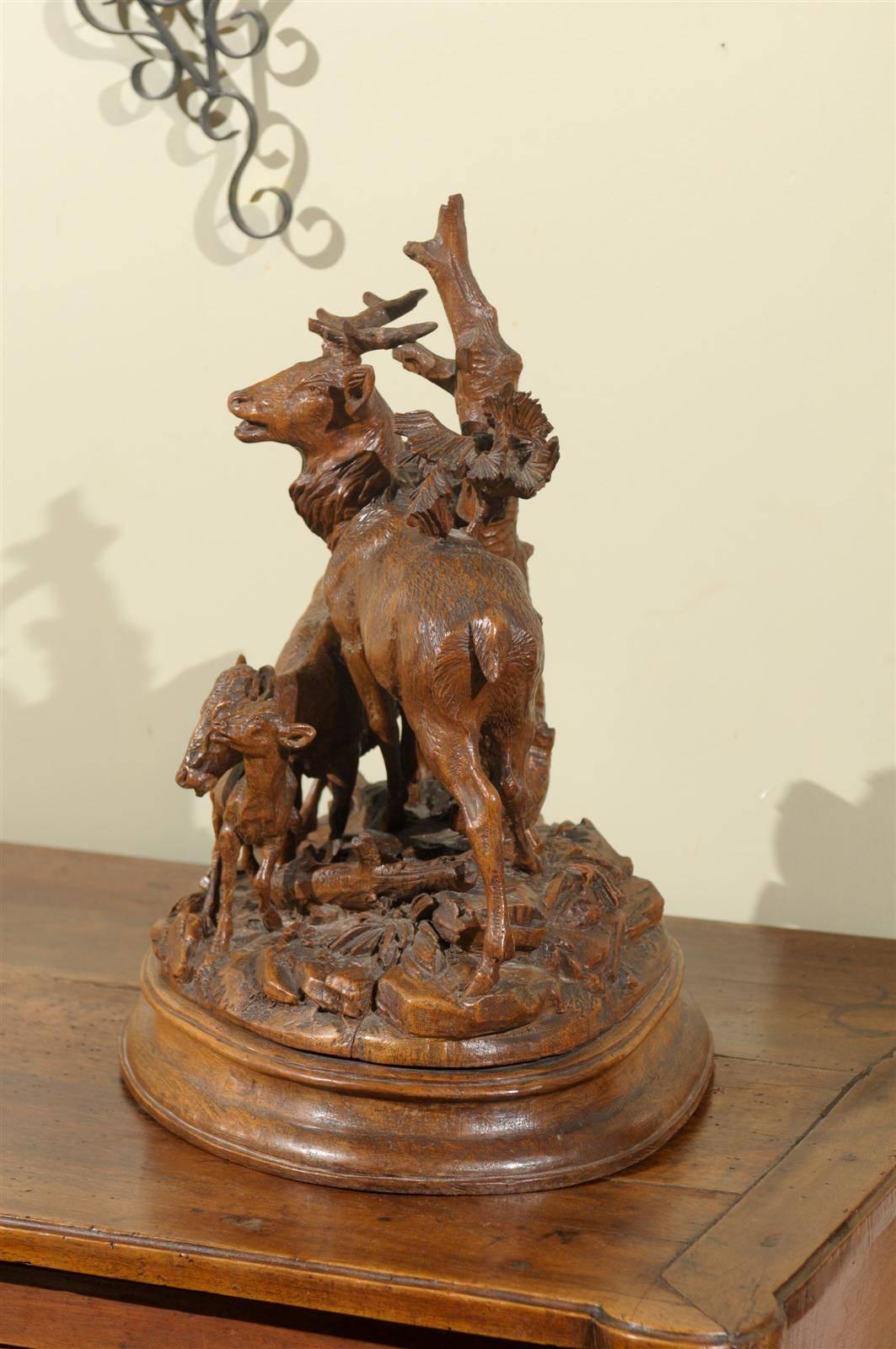 19th Century Black Forest Stag Grouping 1