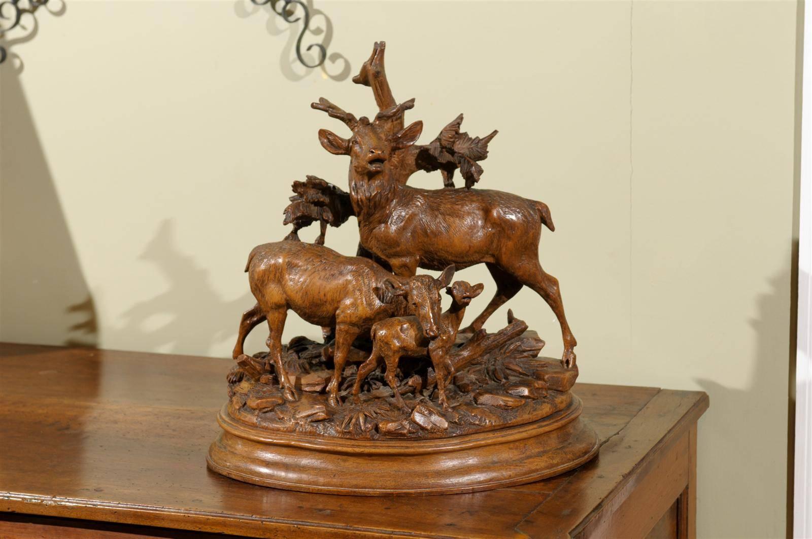 19th Century Black Forest Stag Grouping 3