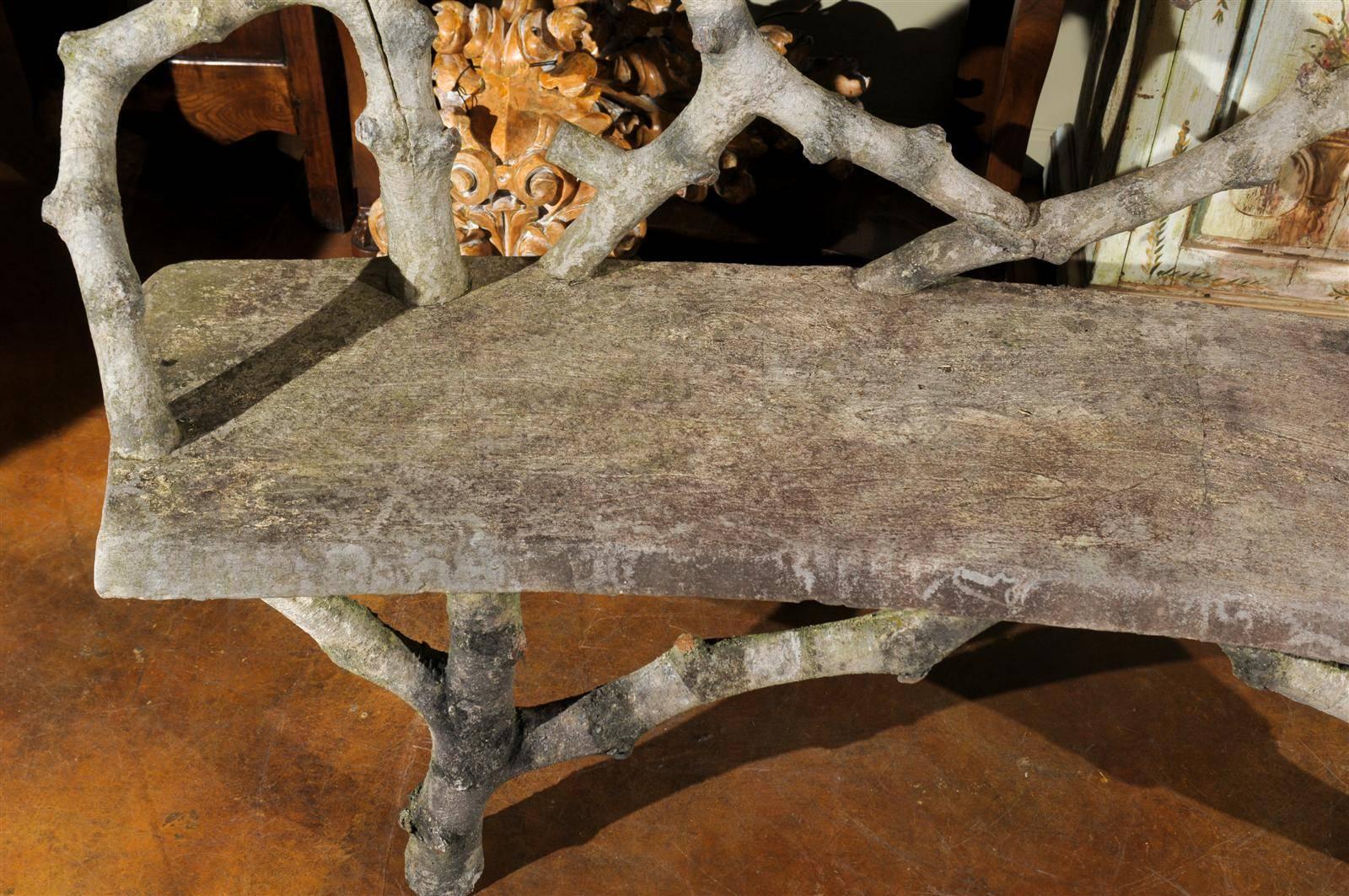 Contemporary French Faux Bois Bench 4